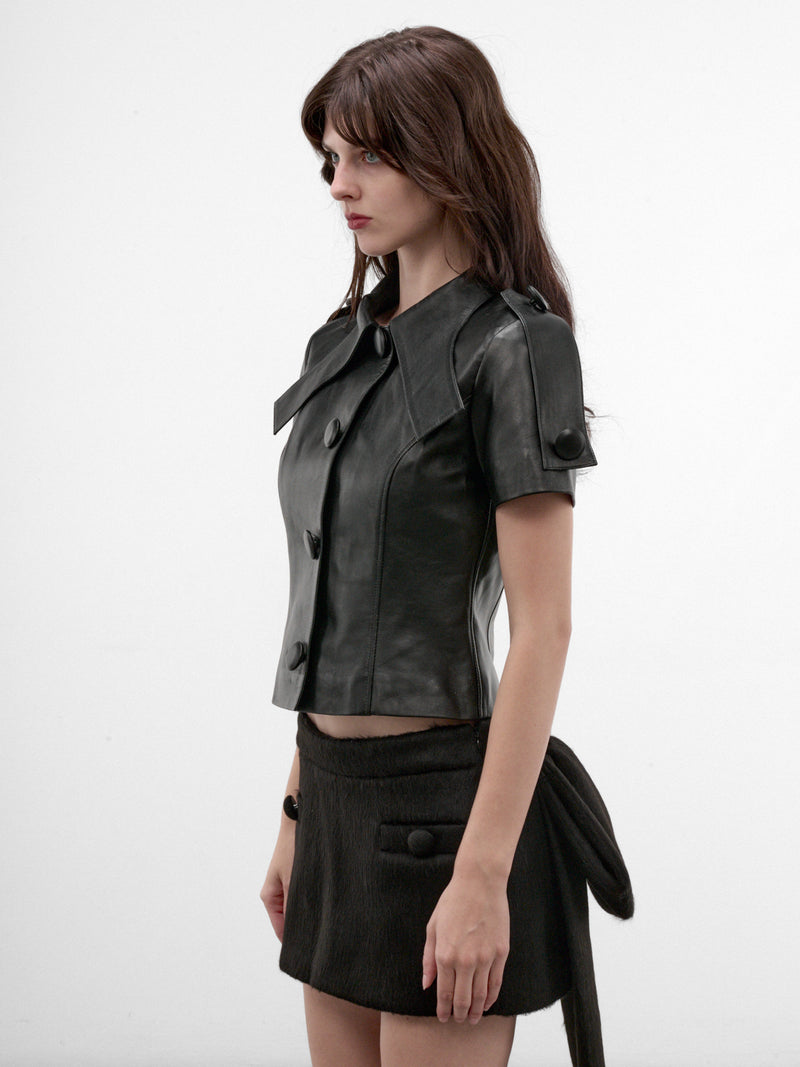 Black Lamb Leather Top (VAQ12T029-BLACK)
