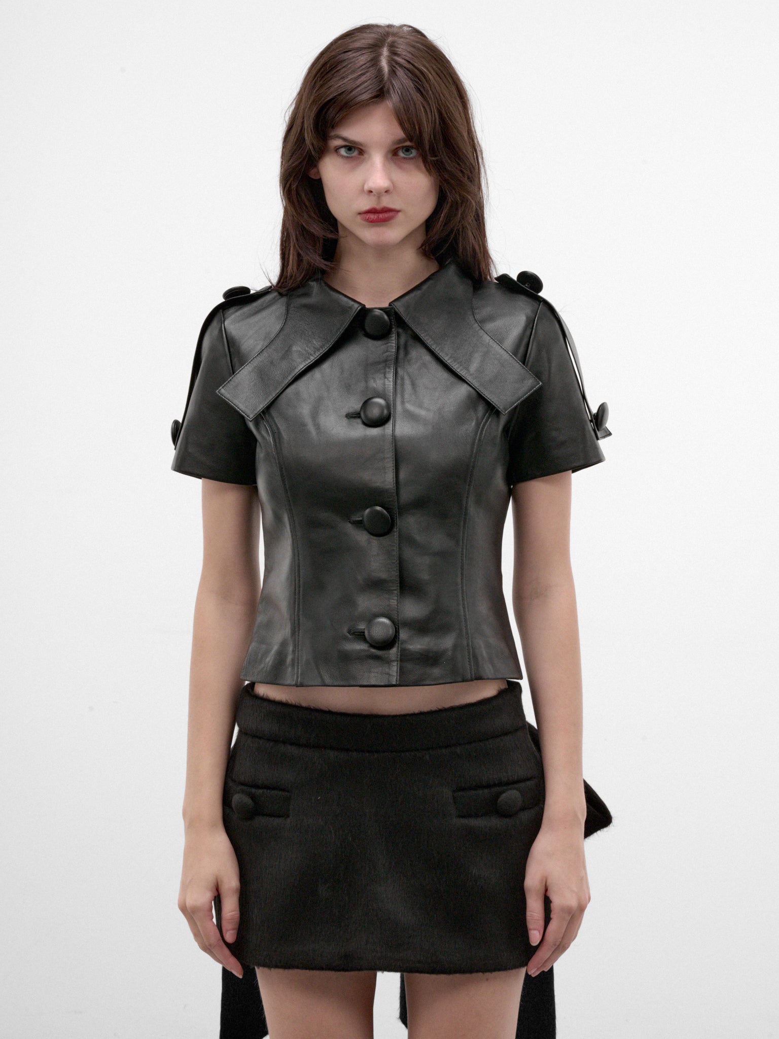 Black Lamb Leather Top (VAQ12T029-BLACK)