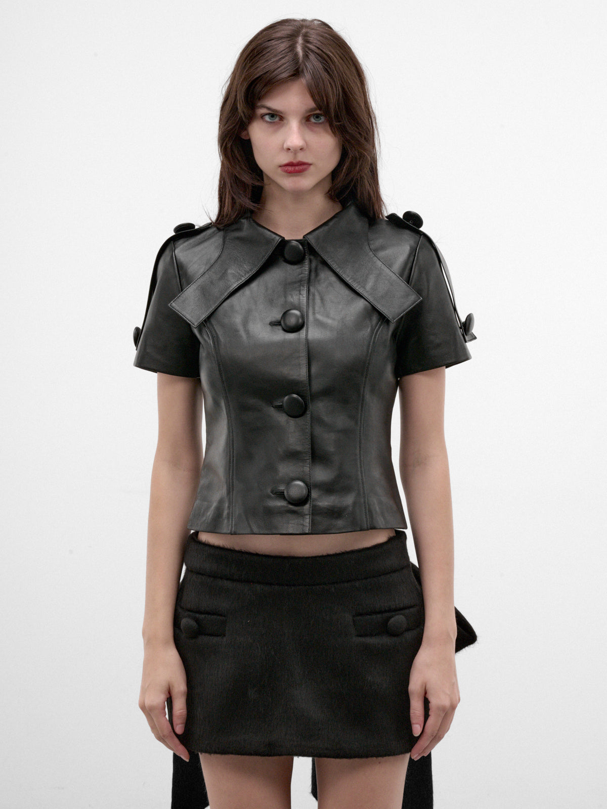 Black Lamb Leather Top (VAQ12T029-BLACK)