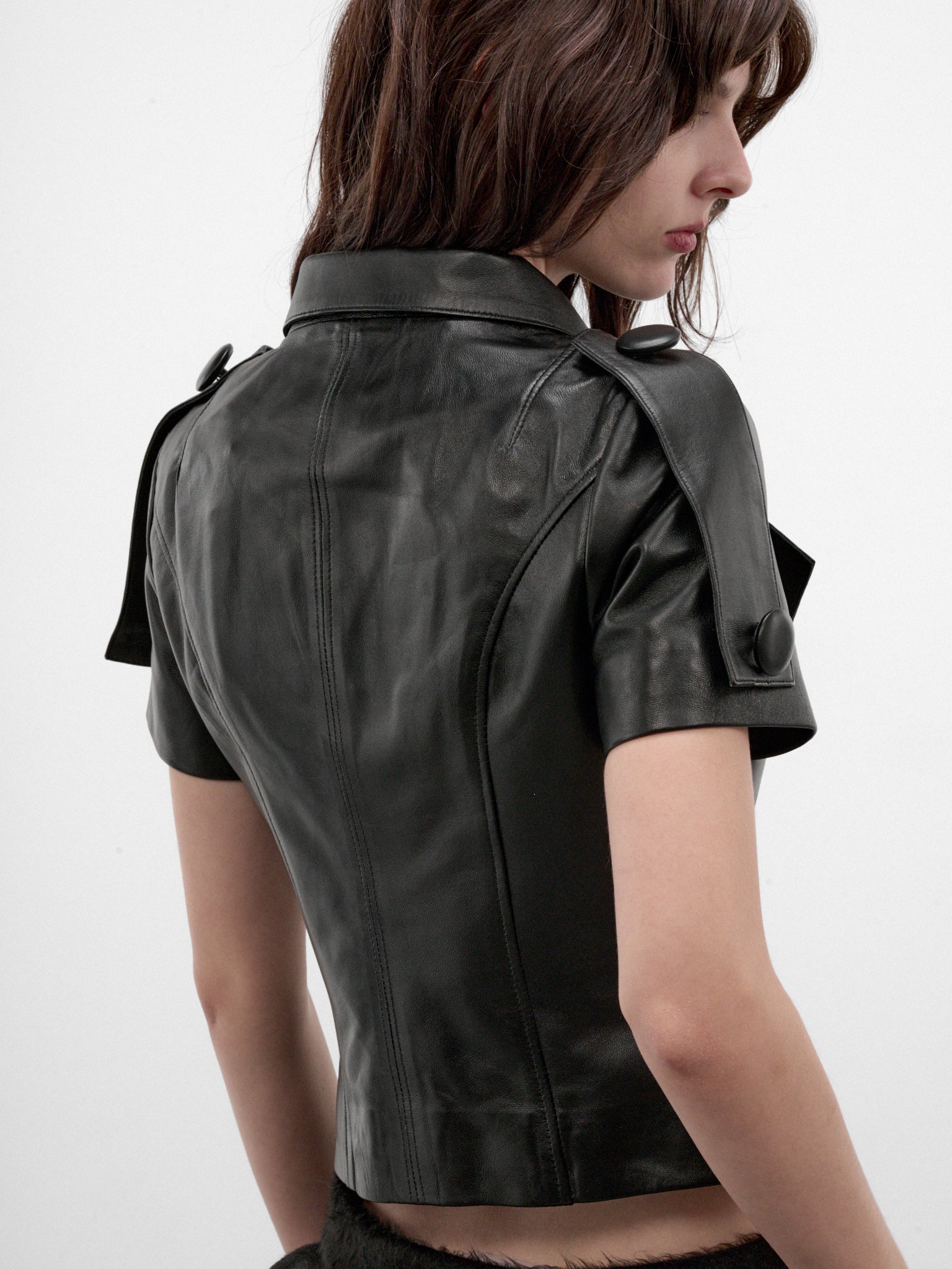 Black Lamb Leather Top (VAQ12T029-BLACK)