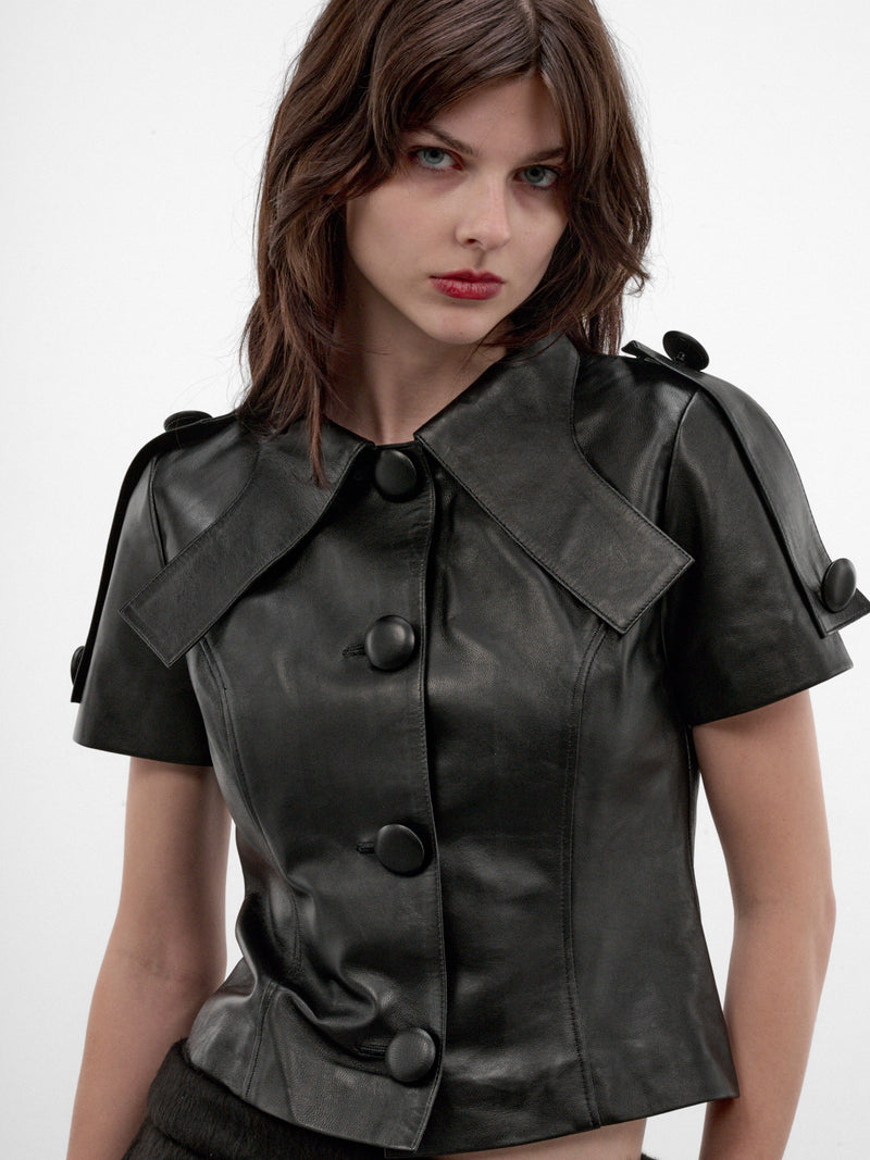 Black Lamb Leather Top (VAQ12T029-BLACK)