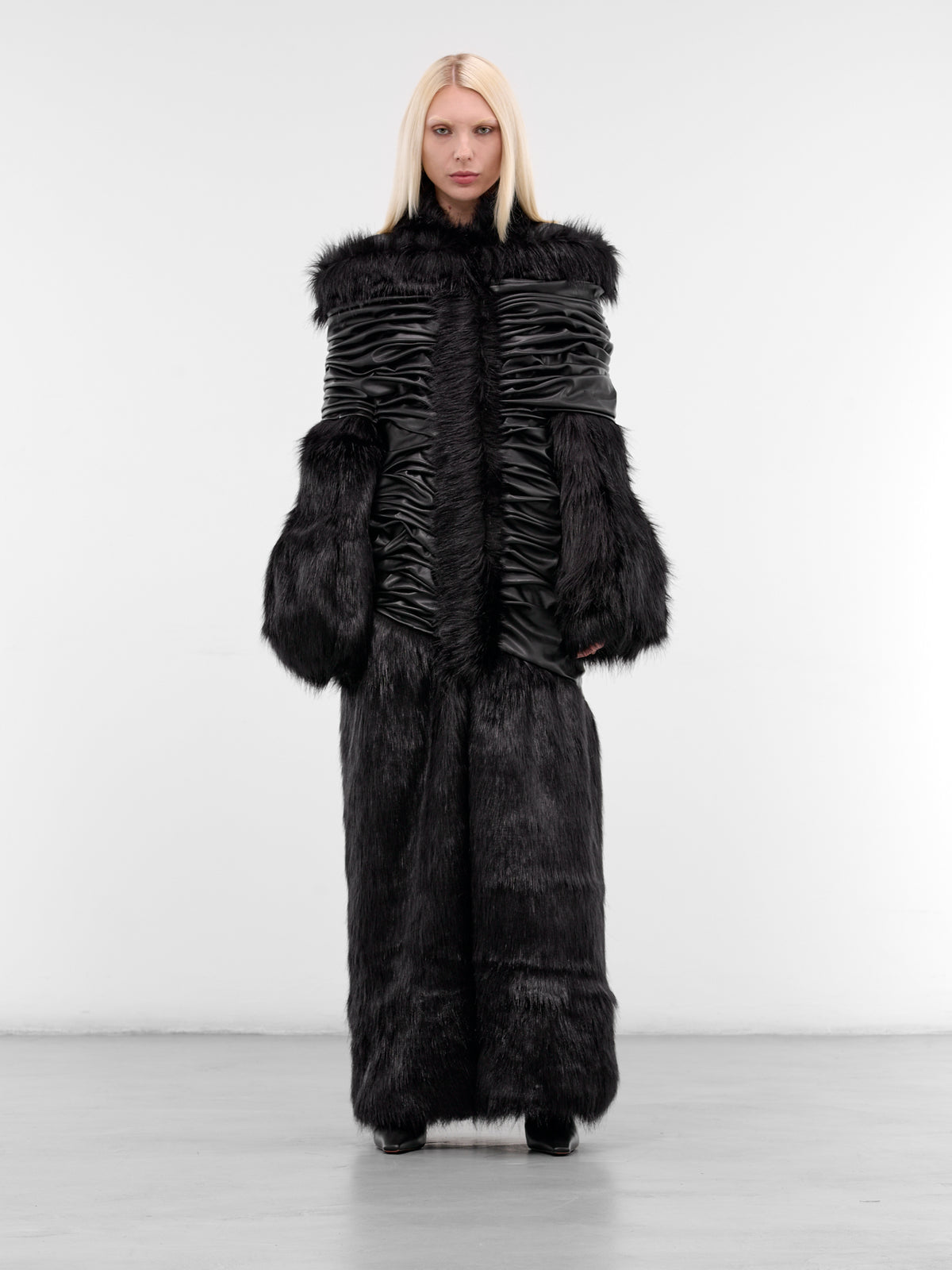 Venus Faux Fur & Leather Coat (VENUS-FAUX-FUR-BLACK)