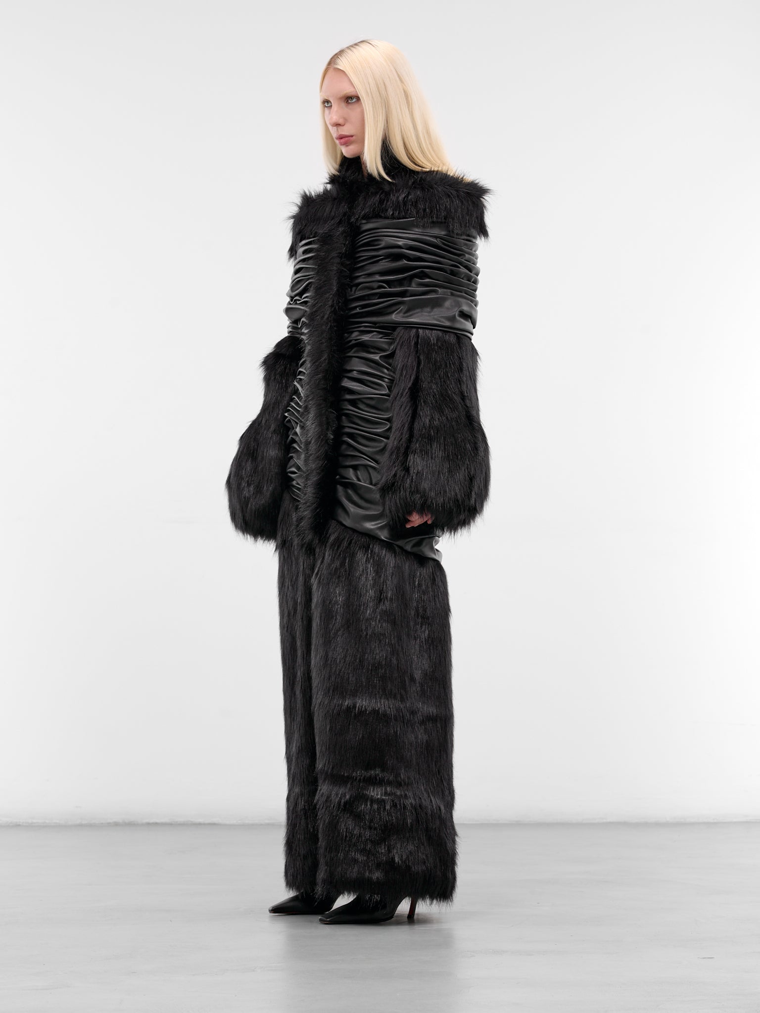 Venus Faux Fur & Leather Coat (VENUS-FAUX-FUR-BLACK)