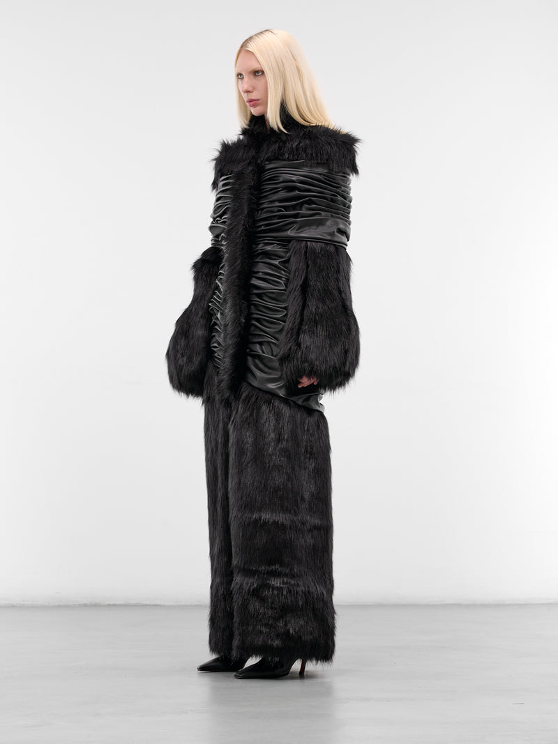 Venus Faux Fur & Leather Coat (VENUS-FAUX-FUR-BLACK)
