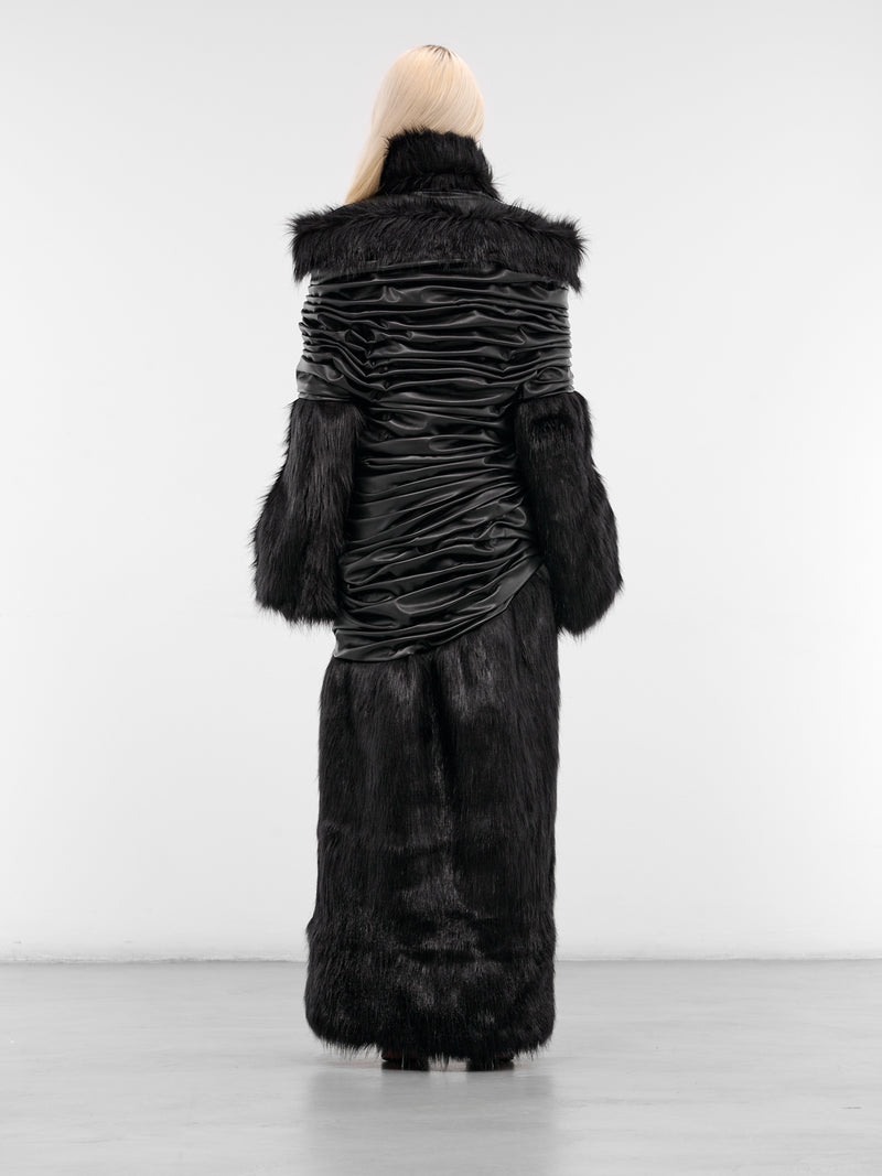 Venus Faux Fur & Leather Coat (VENUS-FAUX-FUR-BLACK)
