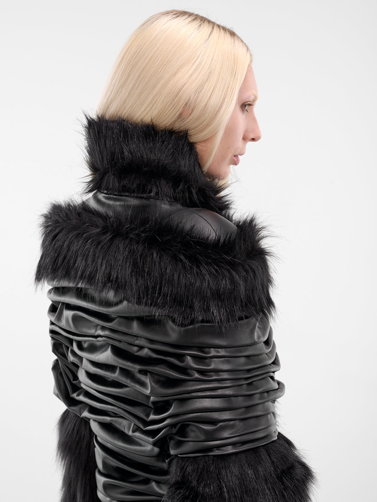 Venus Faux Fur & Leather Coat (VENUS-FAUX-FUR-BLACK)