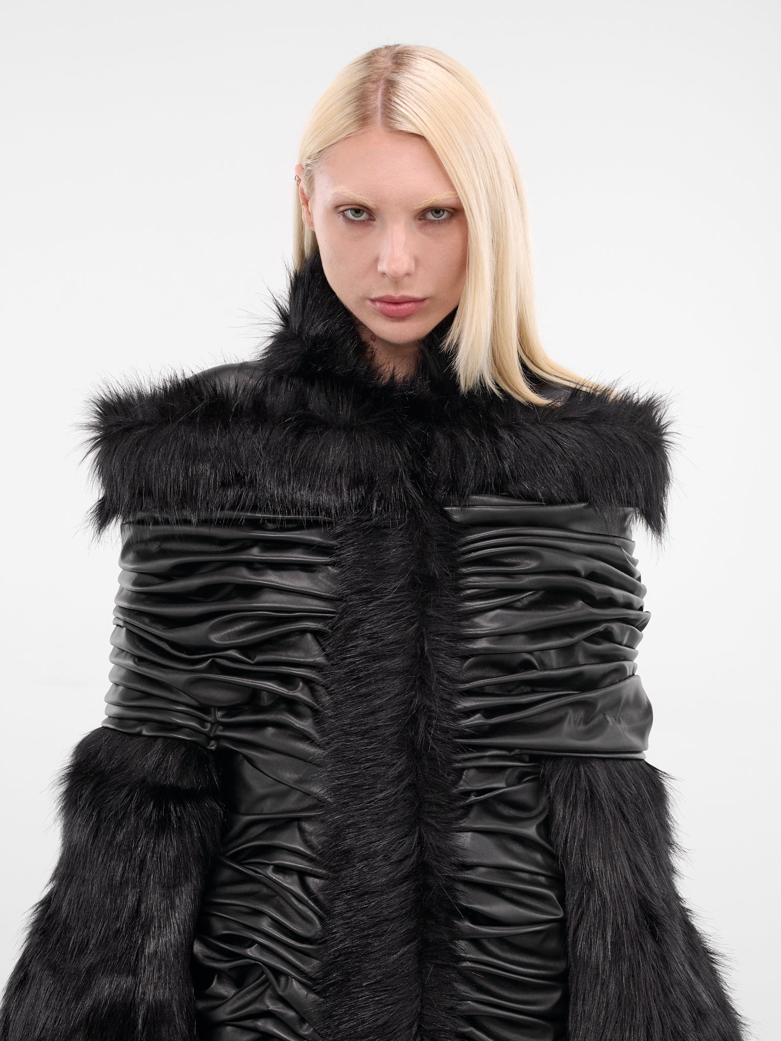 Venus Faux Fur & Leather Coat (VENUS-FAUX-FUR-BLACK)