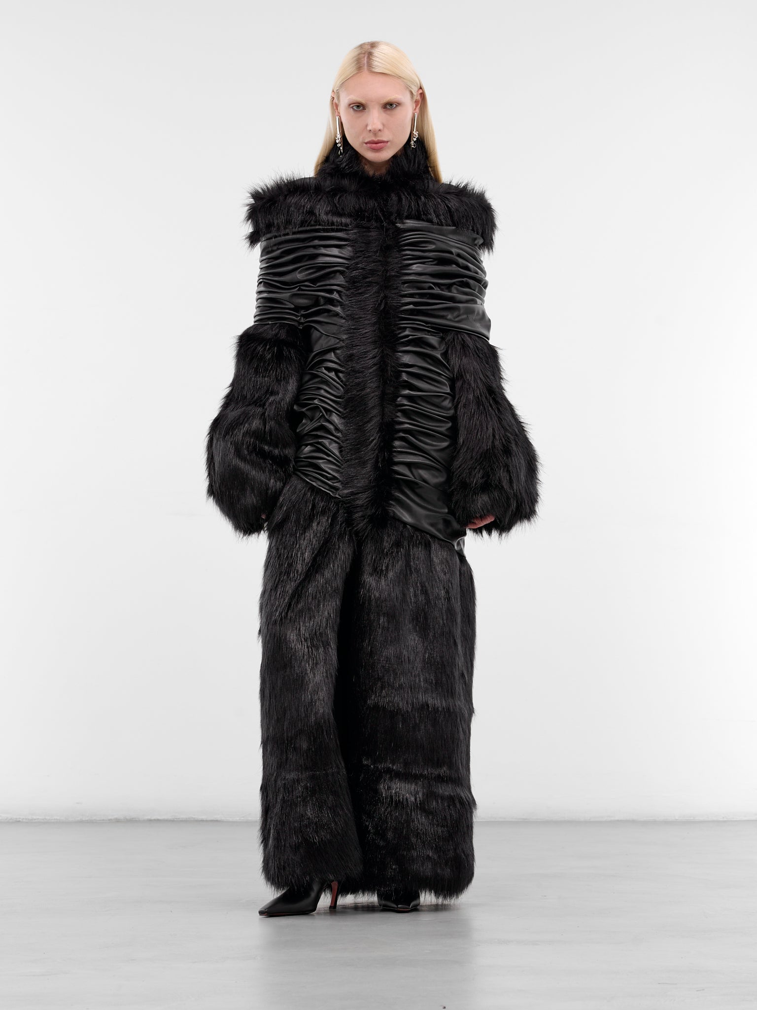 Venus Faux Fur & Leather Coat (VENUS-FAUX-FUR-BLACK)