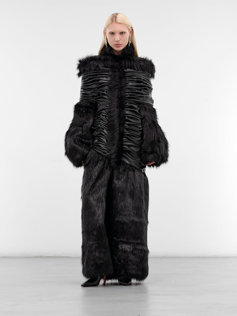 Venus Faux Fur & Leather Coat (VENUS-FAUX-FUR-BLACK)
