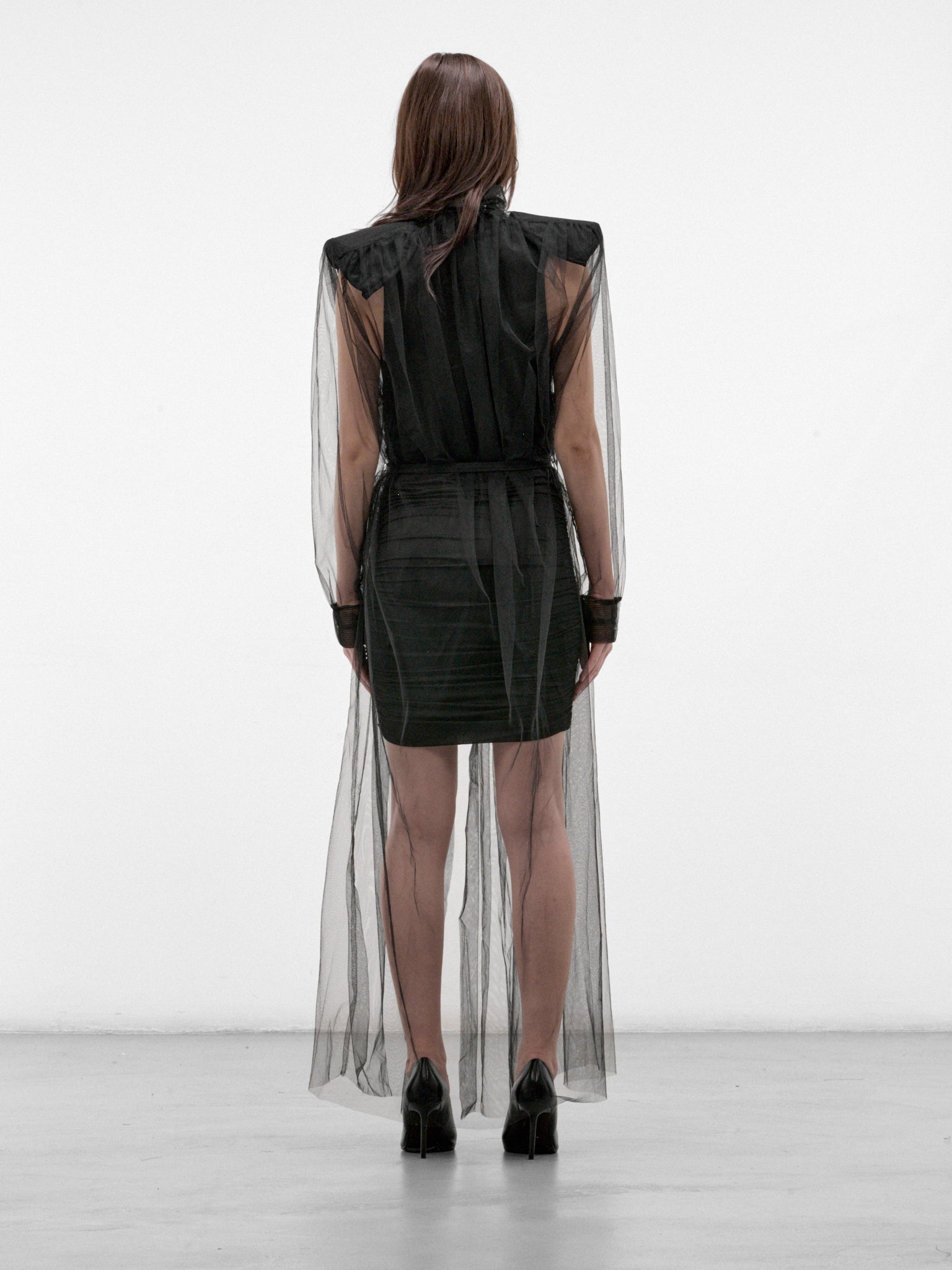 Black Sheer Vera Trench Coat (VERA-FW26-3003-BLACK)