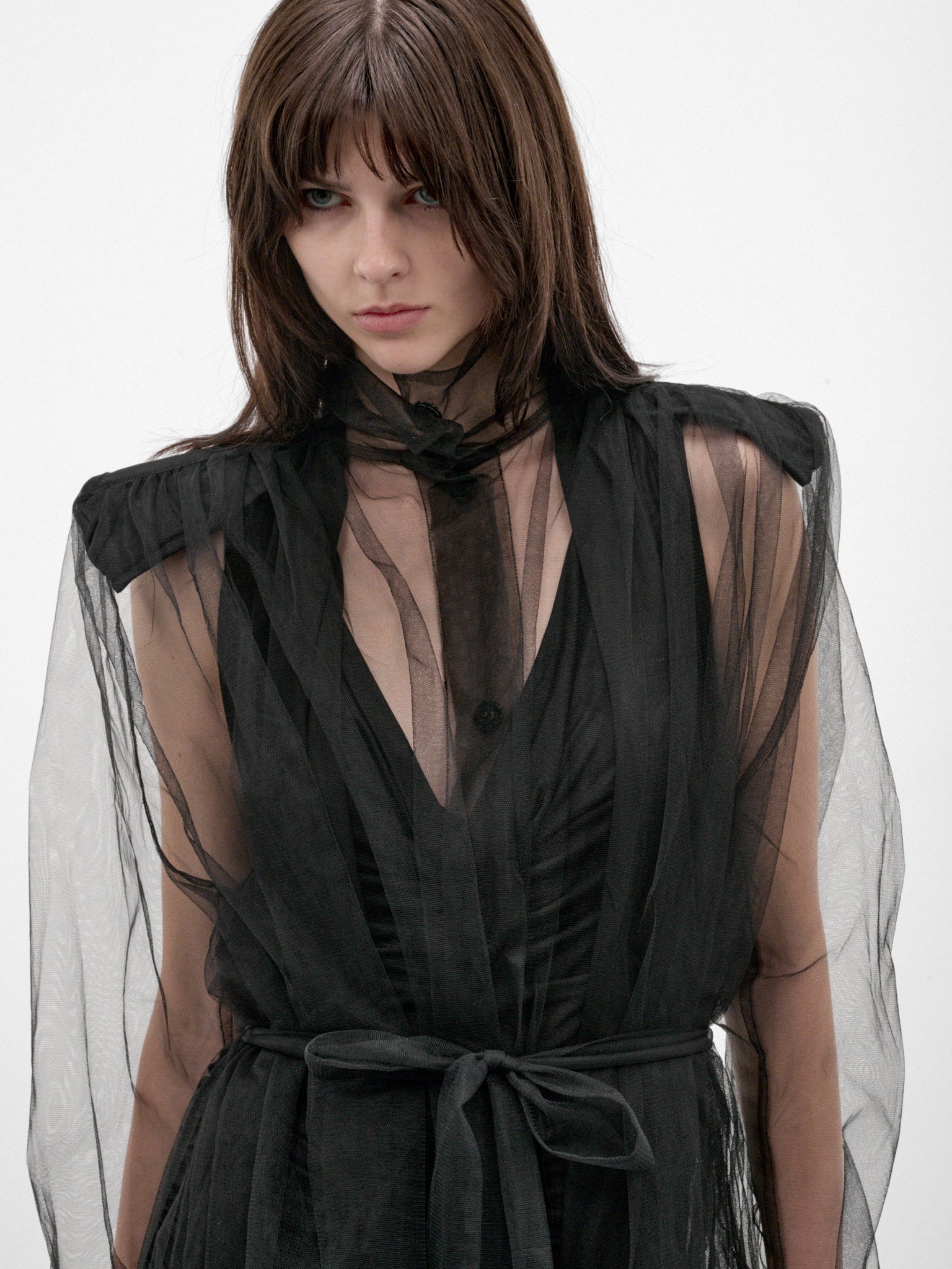 Black Sheer Vera Trench Coat (VERA-FW26-3003-BLACK)