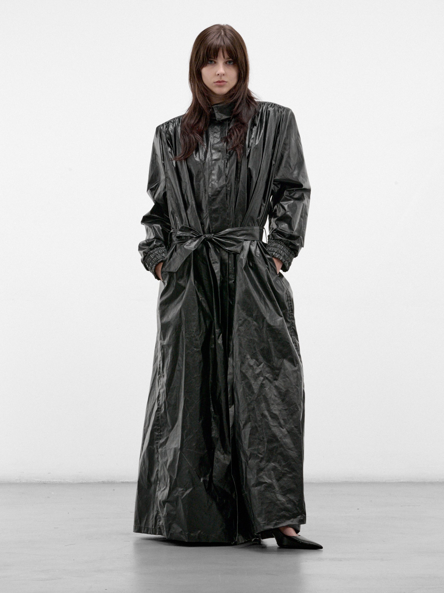 Black Cotton-PU Vera Trench Coat (VERA-FW26-5002-BLACK)