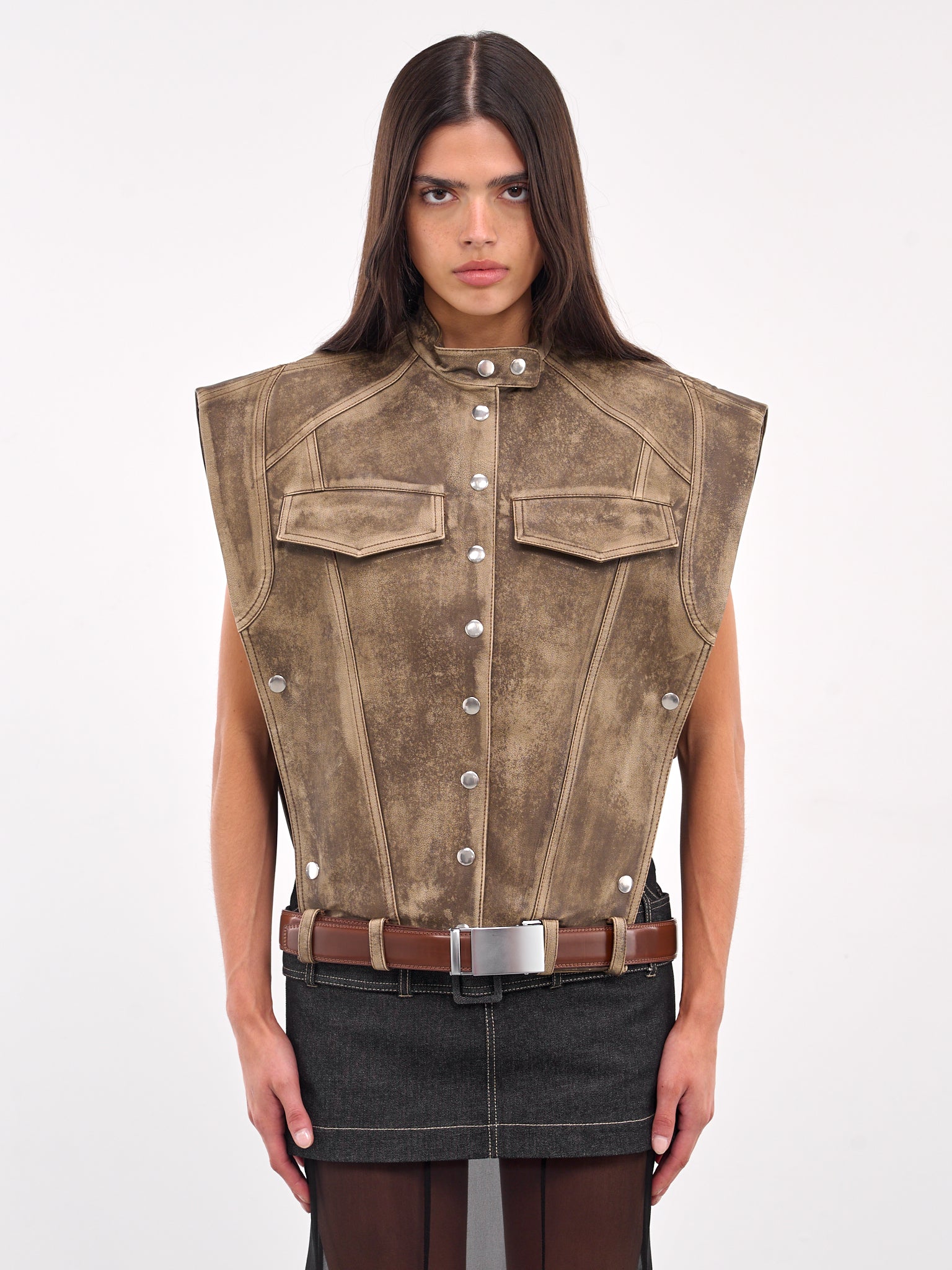 Suede Box Vest (VEVLBR01-WASHED-BROWN)