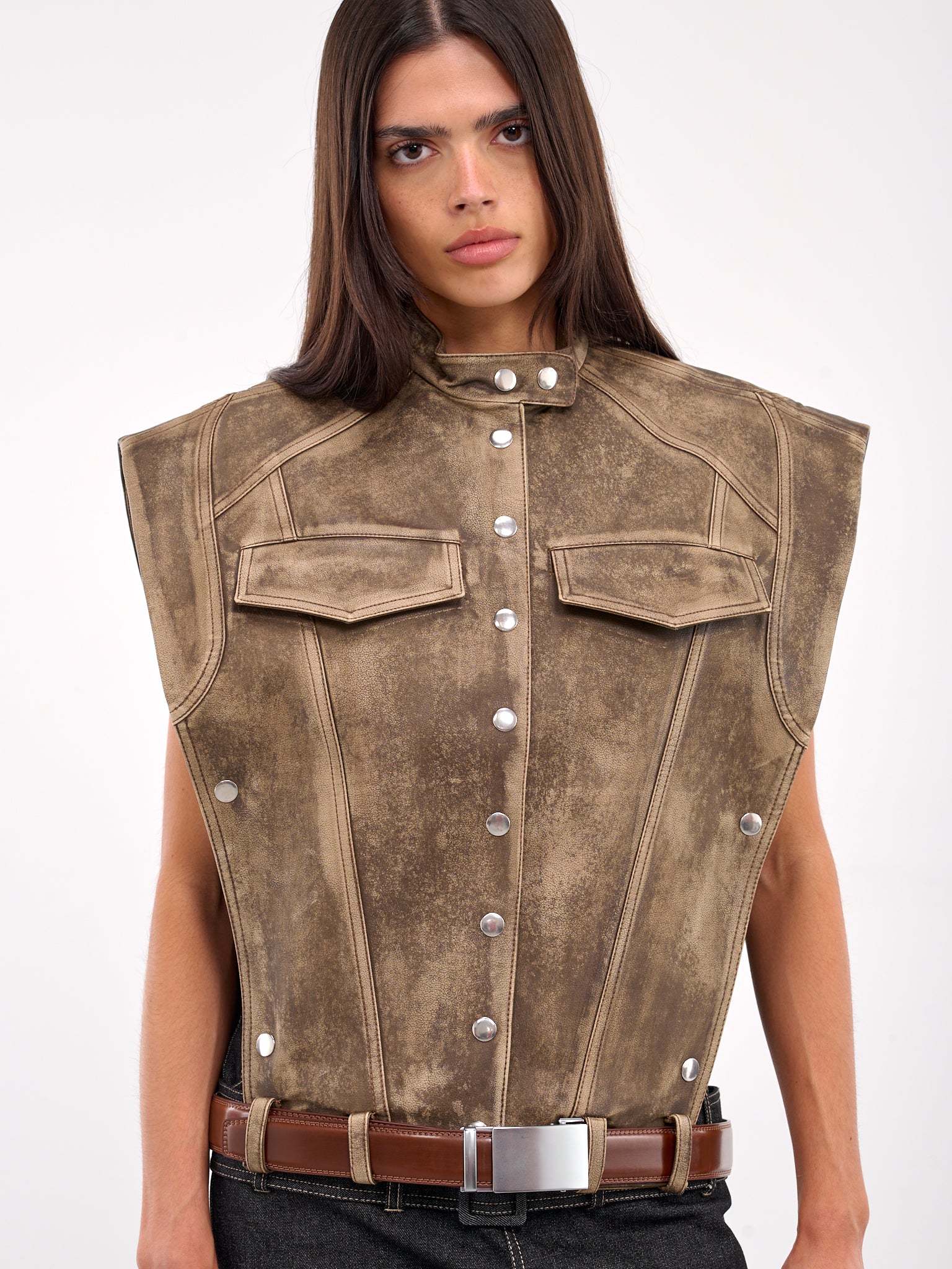 Suede Box Vest (VEVLBR01-WASHED-BROWN)