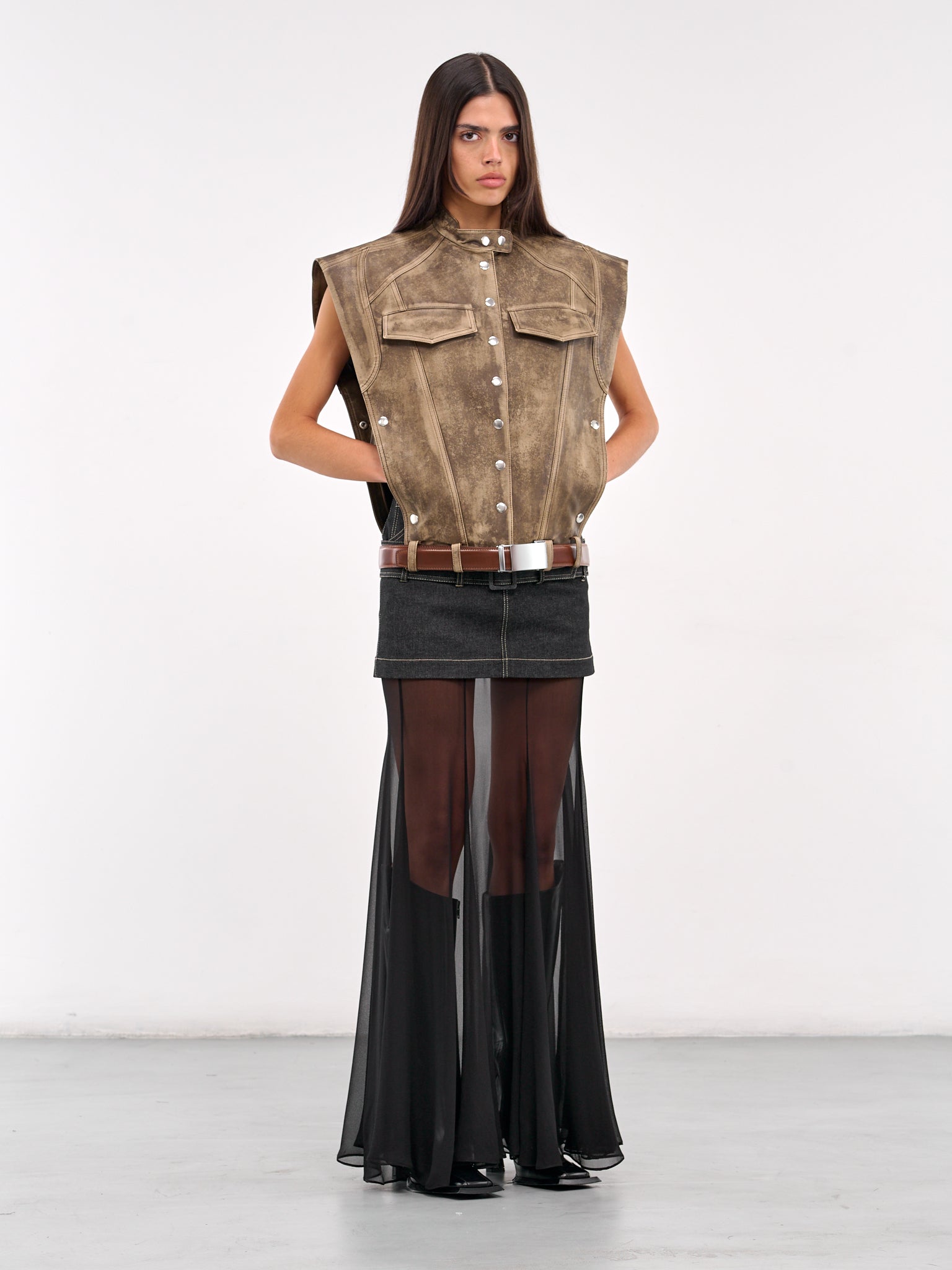 Suede Box Vest (VEVLBR01-WASHED-BROWN)