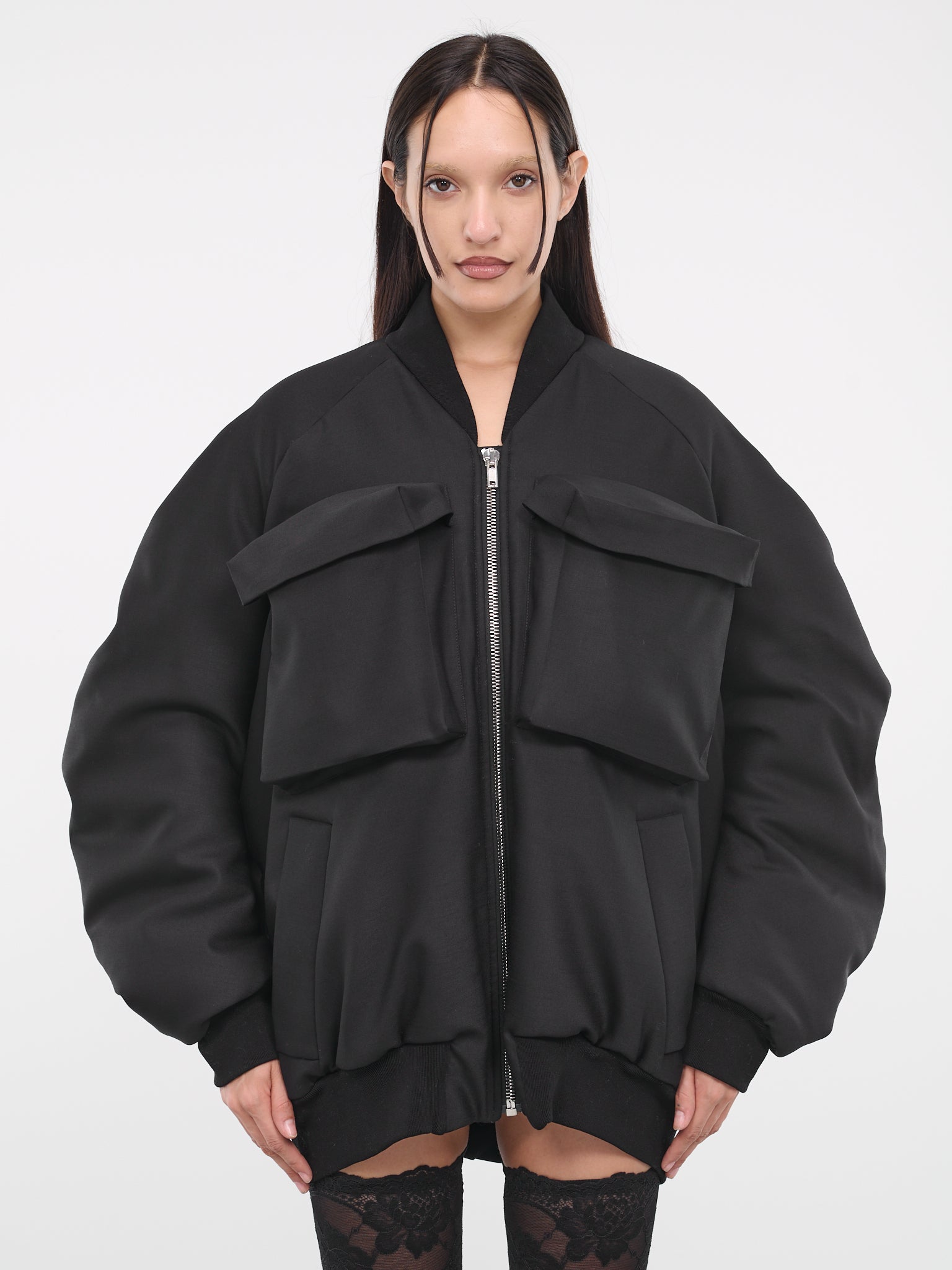 Cut-Out Bomber Jacket (VEWX10004A-VXE024XX-BLACK)