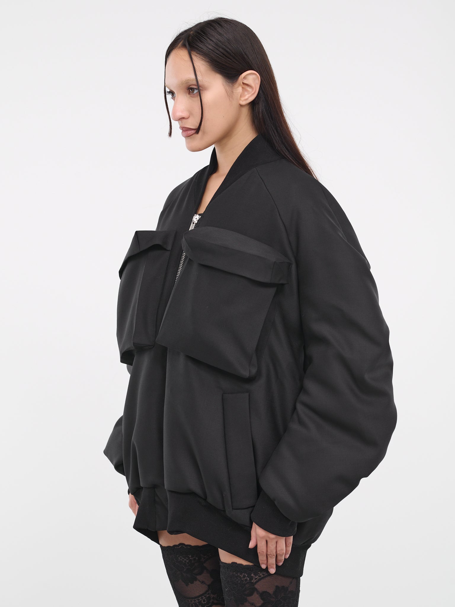 Cut-Out Bomber Jacket (VEWX10004A-VXE024XX-BLACK)