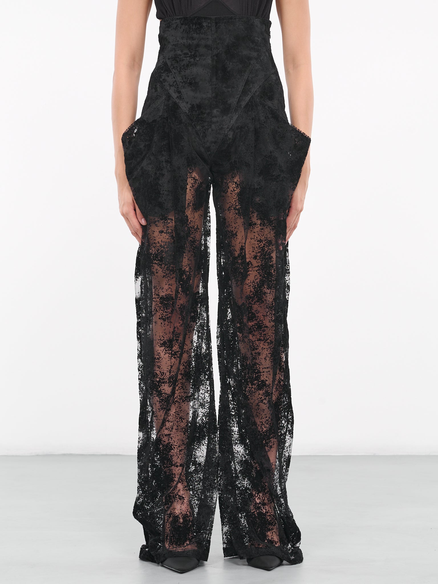 Lace High-Waist Trousers (VEWX30005A-VXE029-BLACK)