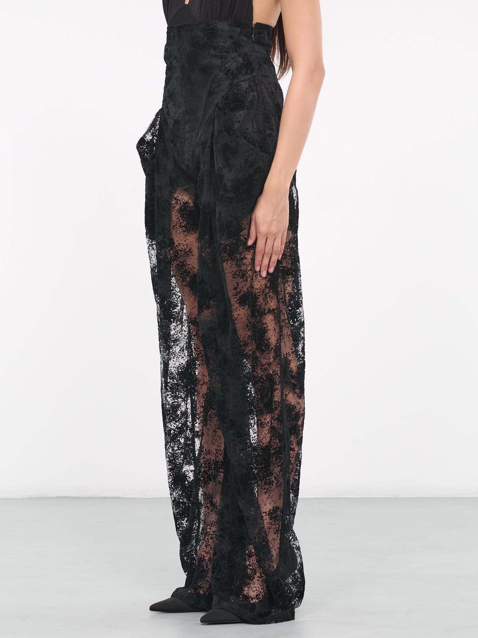 Lace High-Waist Trousers (VEWX30005A-VXE029-BLACK)
