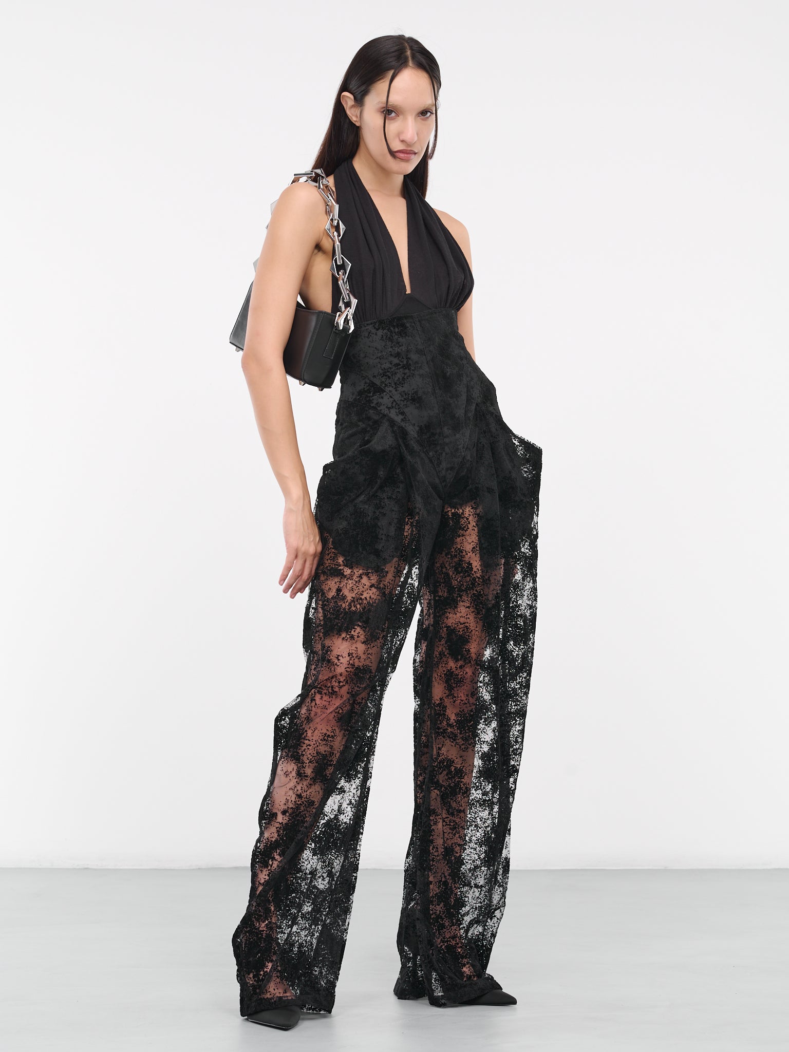 Lace High-Waist Trousers (VEWX30005A-VXE029-BLACK)