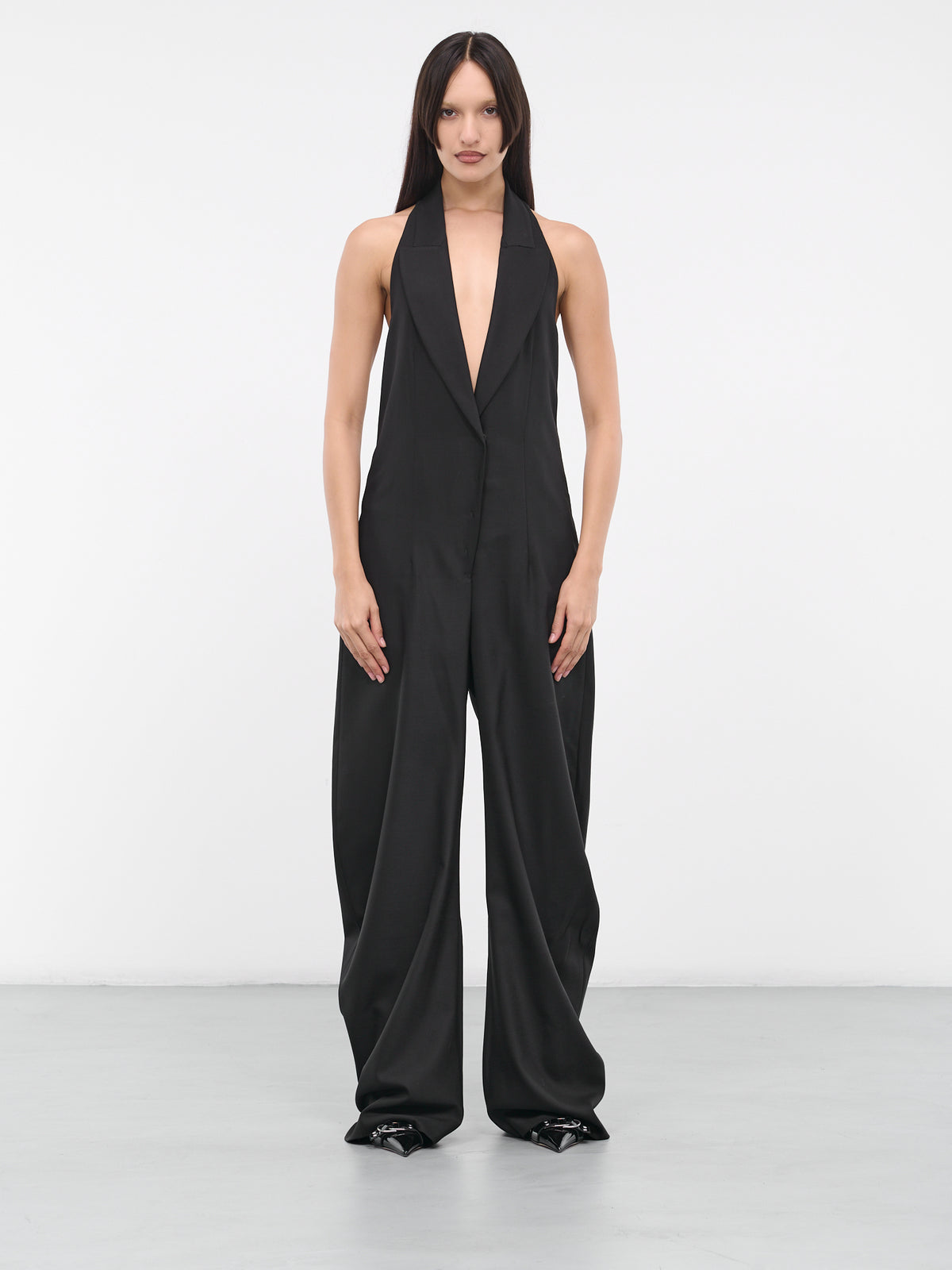 Lapel Jumpsuit (VEWX57011A-BLACK)