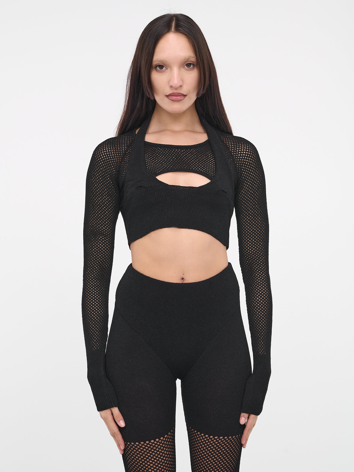 Mesh Knit Top (VEWX75038A-VXE600-BLACK)