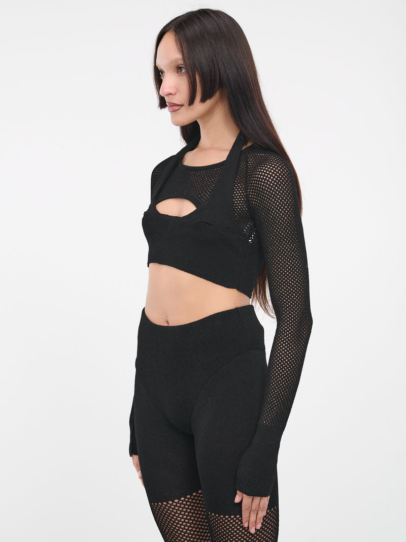 Mesh Knit Top (VEWX75038A-VXE600-BLACK)