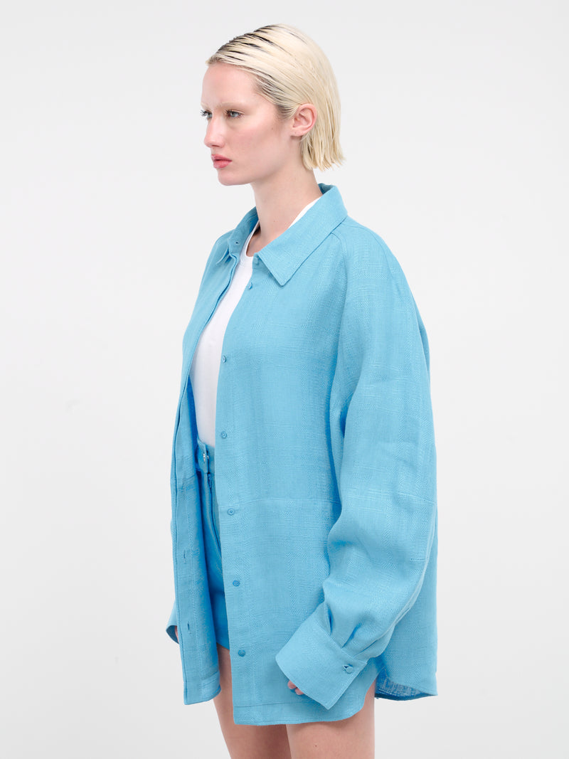 Linen Canvas Shirt (VEWY60011A-VYE060-TURQUOISE-AQ)