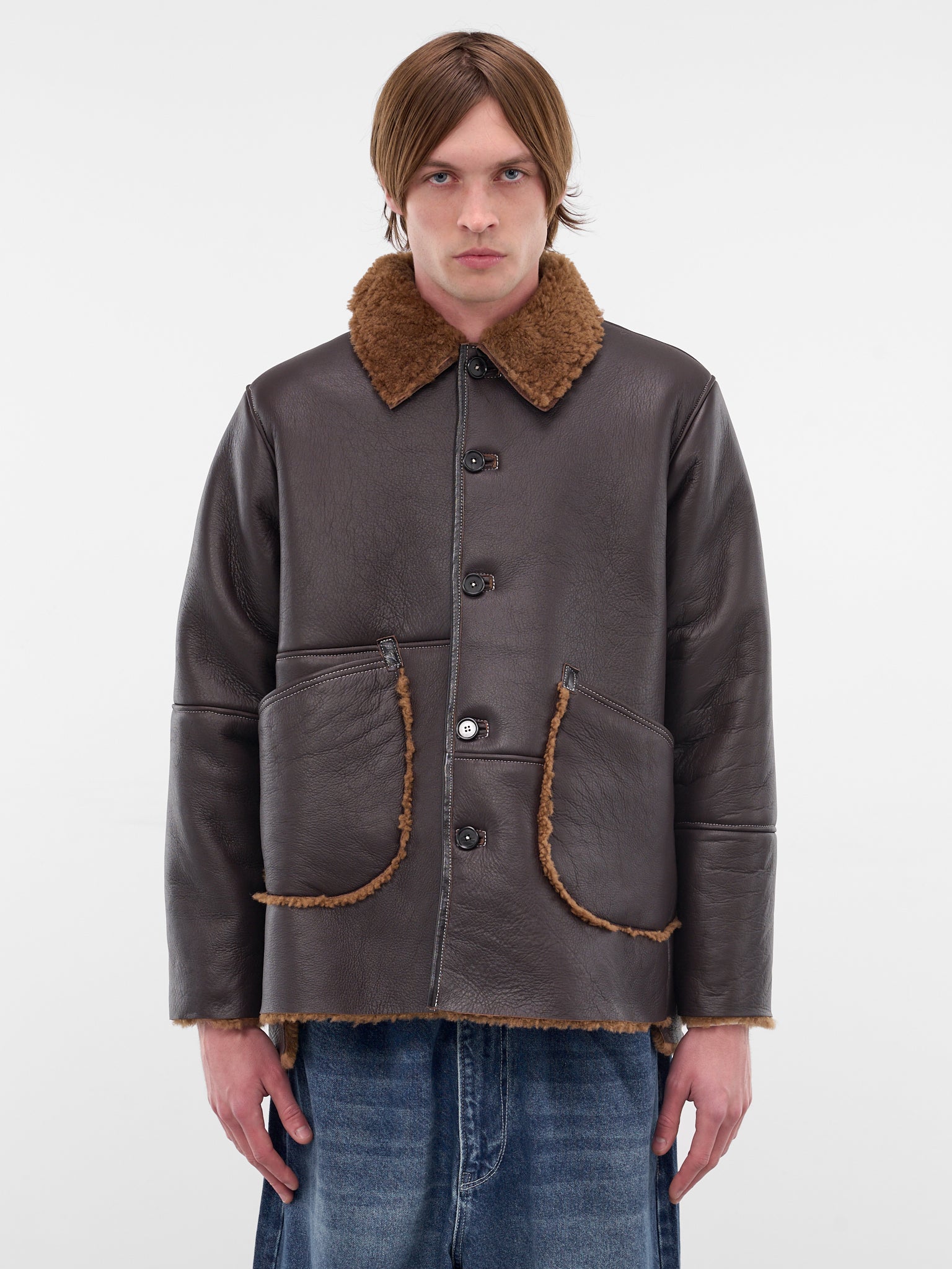 Brown Lamb Leather Shearling Jacket (CF-20-10-06-01-BROWN)