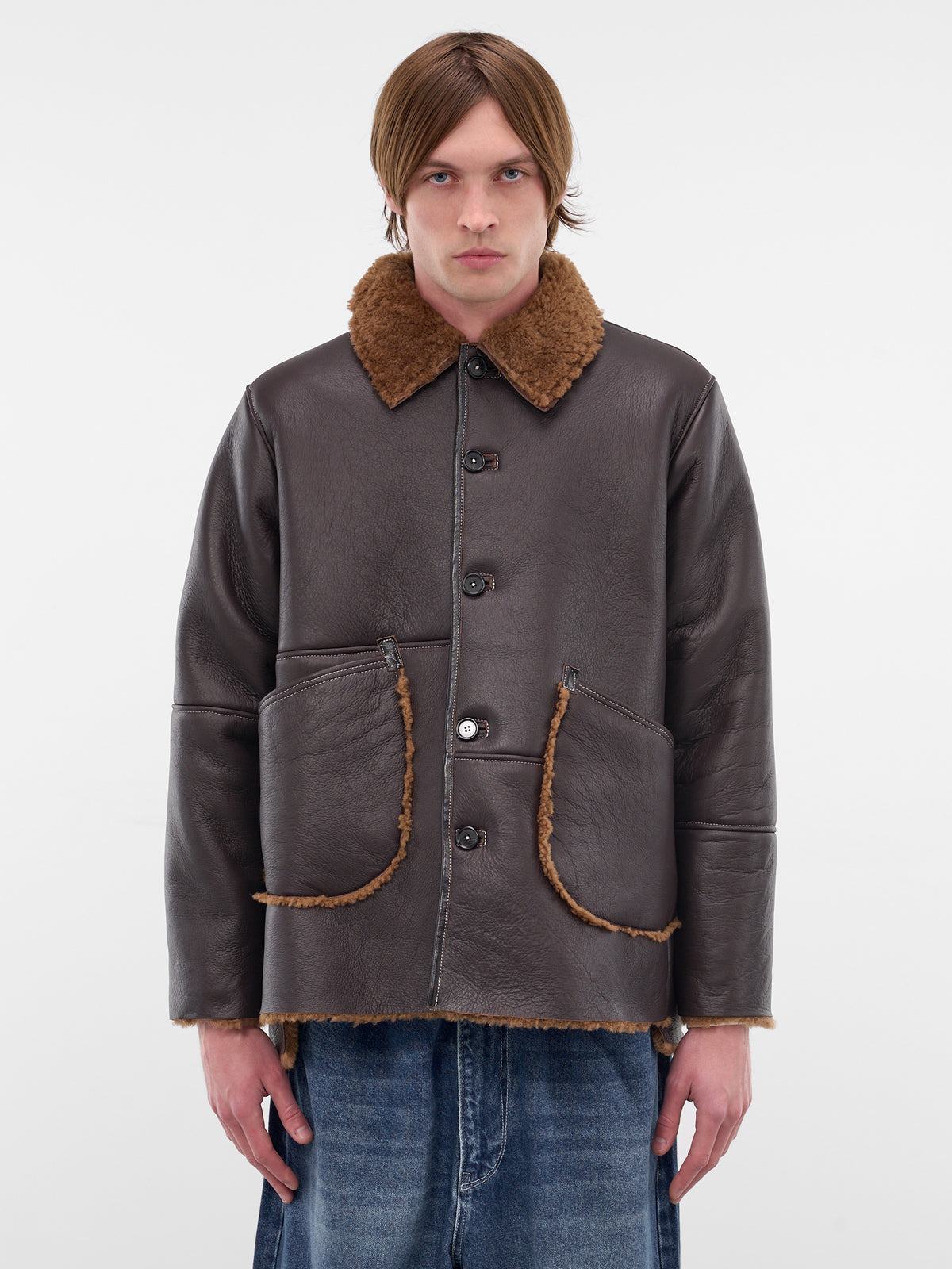 Brown Lamb Leather Shearling Jacket (CF-20-10-06-01-BROWN)