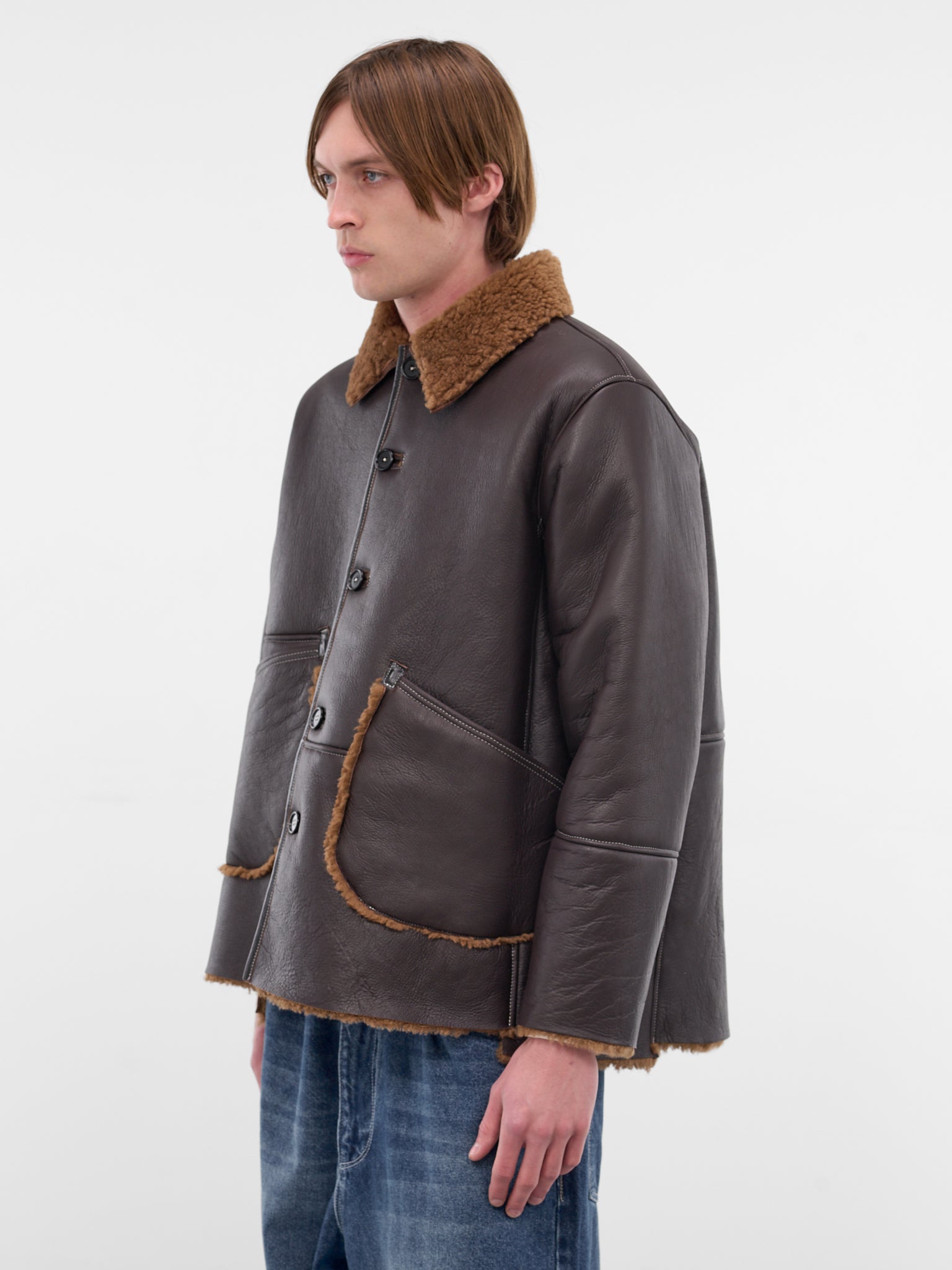 Brown Lamb Leather Shearling Jacket (CF-20-10-06-01-BROWN)