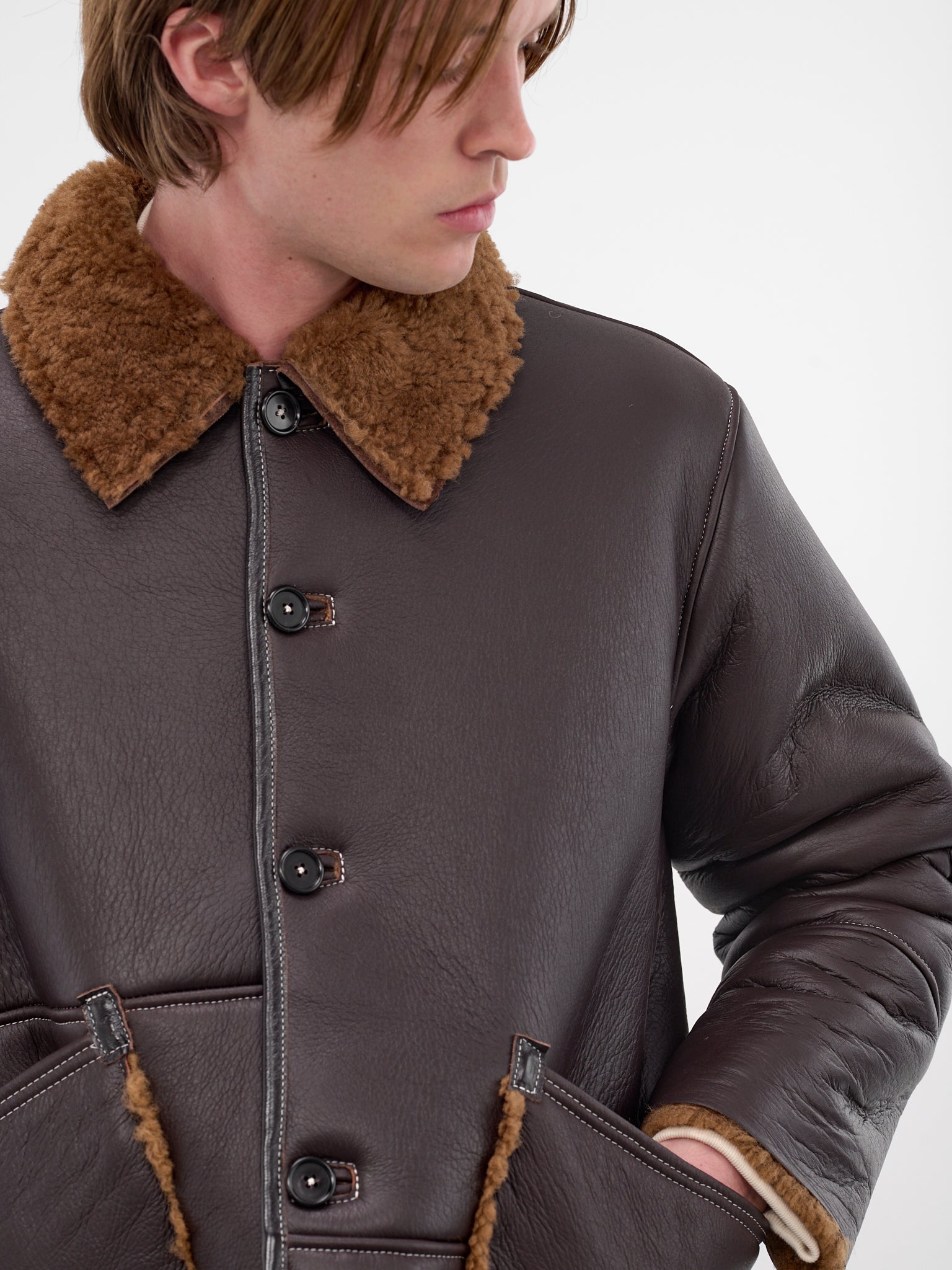 Brown Lamb Leather Shearling Jacket (CF-20-10-06-01-BROWN)