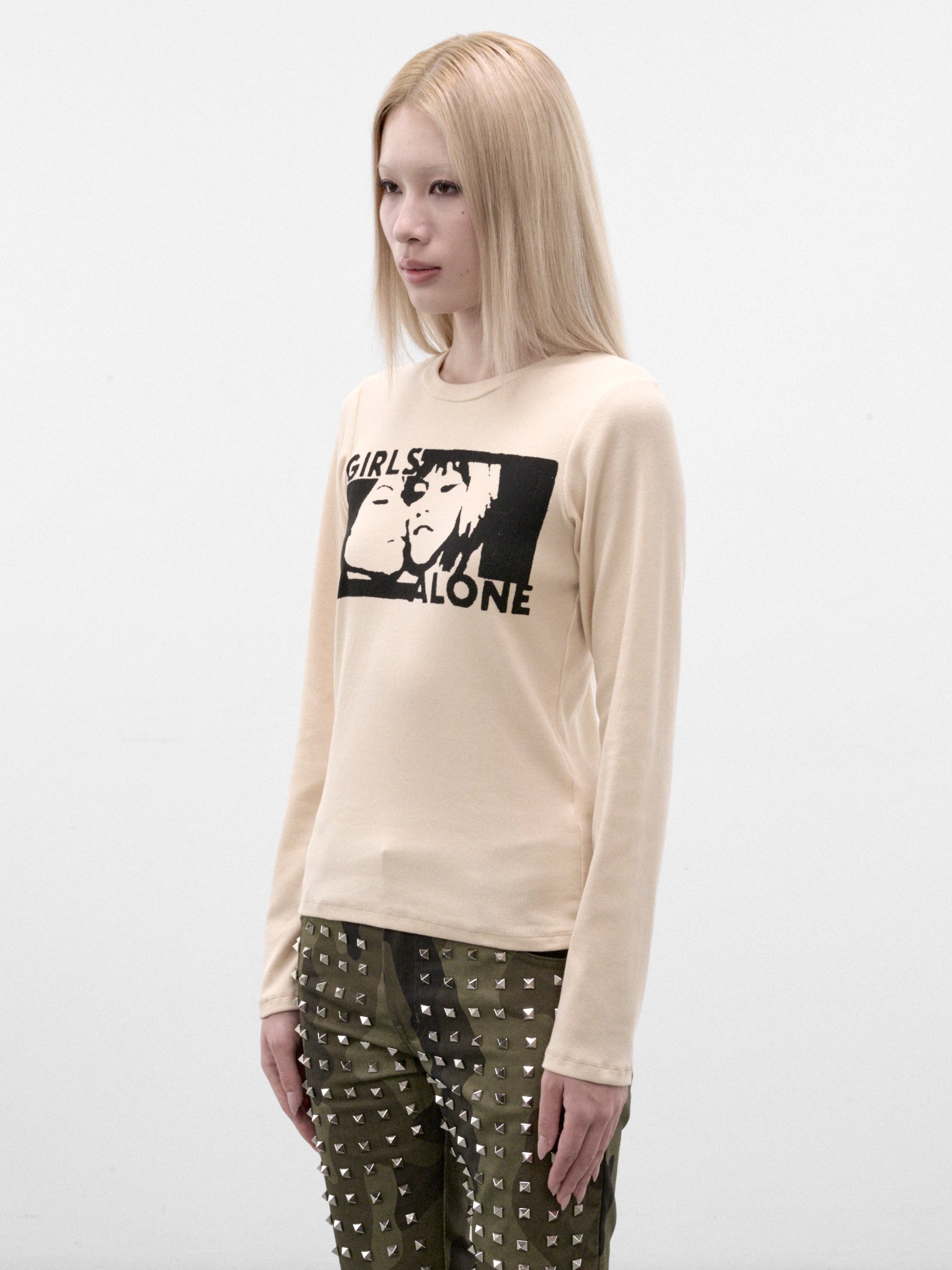 White Girls Alone Long Sleeve (VINTAGE-LS-GIRLS-ALONE-BEIGE)