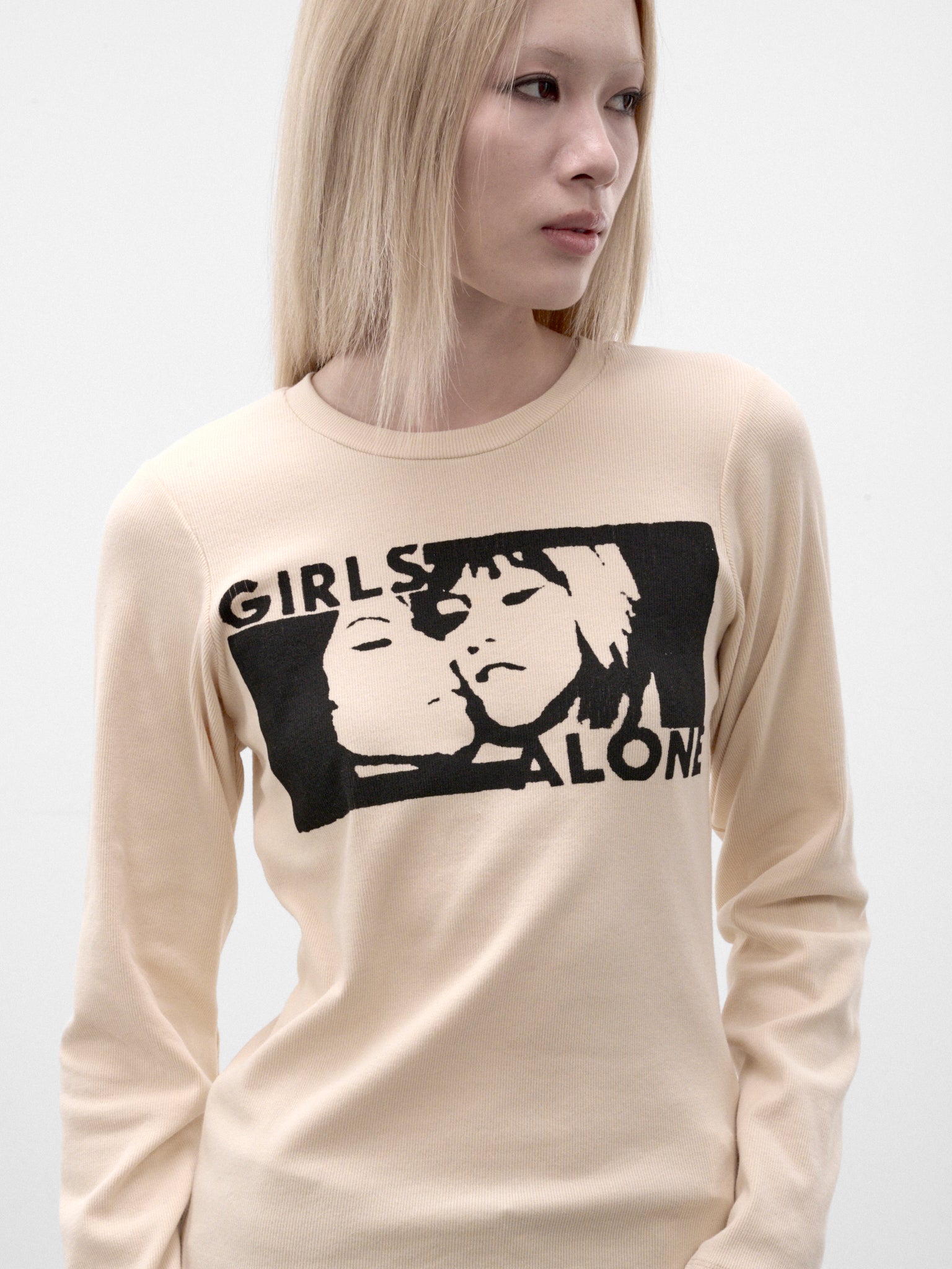 White Girls Alone Long Sleeve (VINTAGE-LS-GIRLS-ALONE-BEIGE)