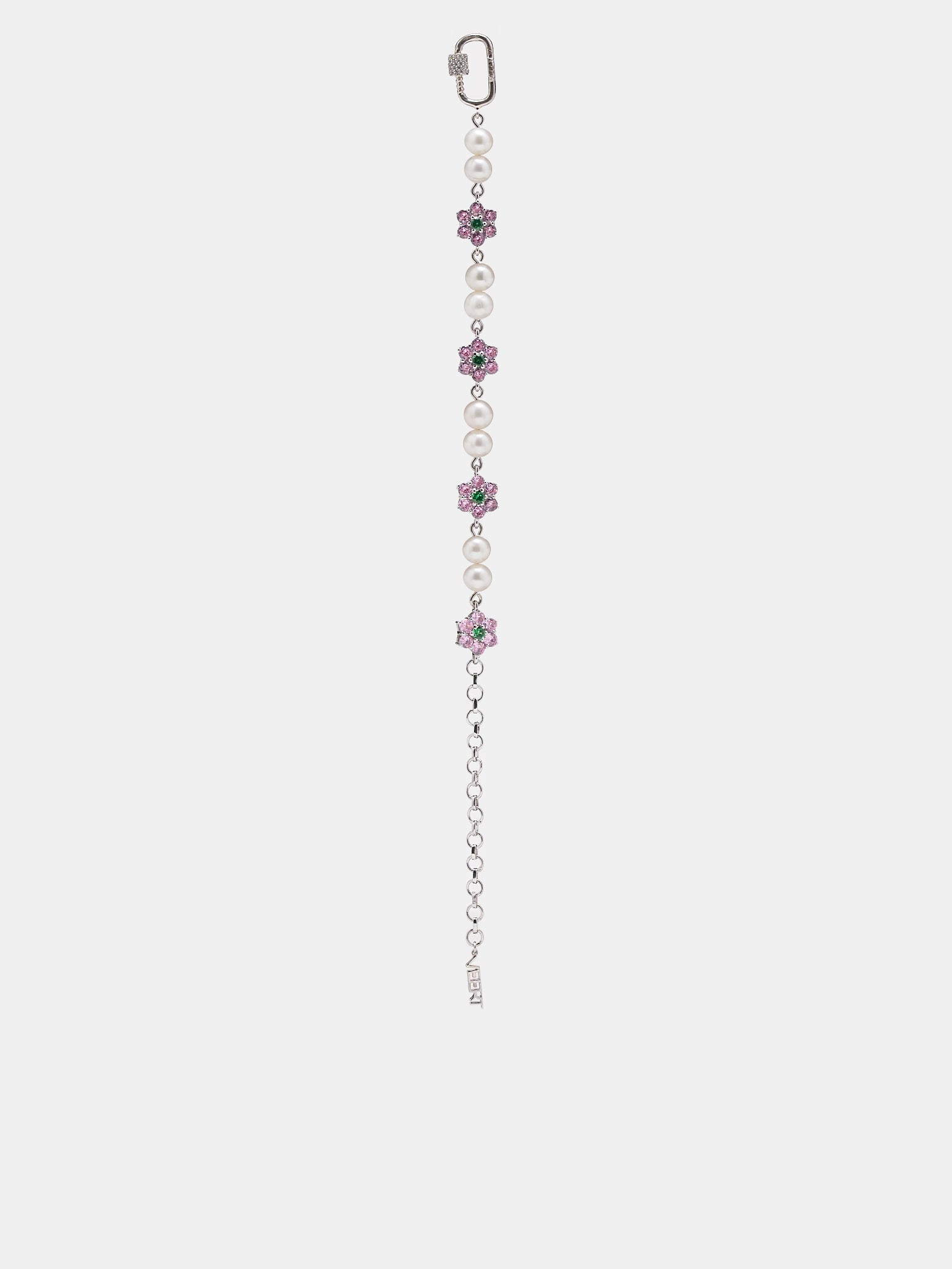 Macro Flower Pearl Bracelet (VJ-BL-011-PINK-WHITE-GOLD)