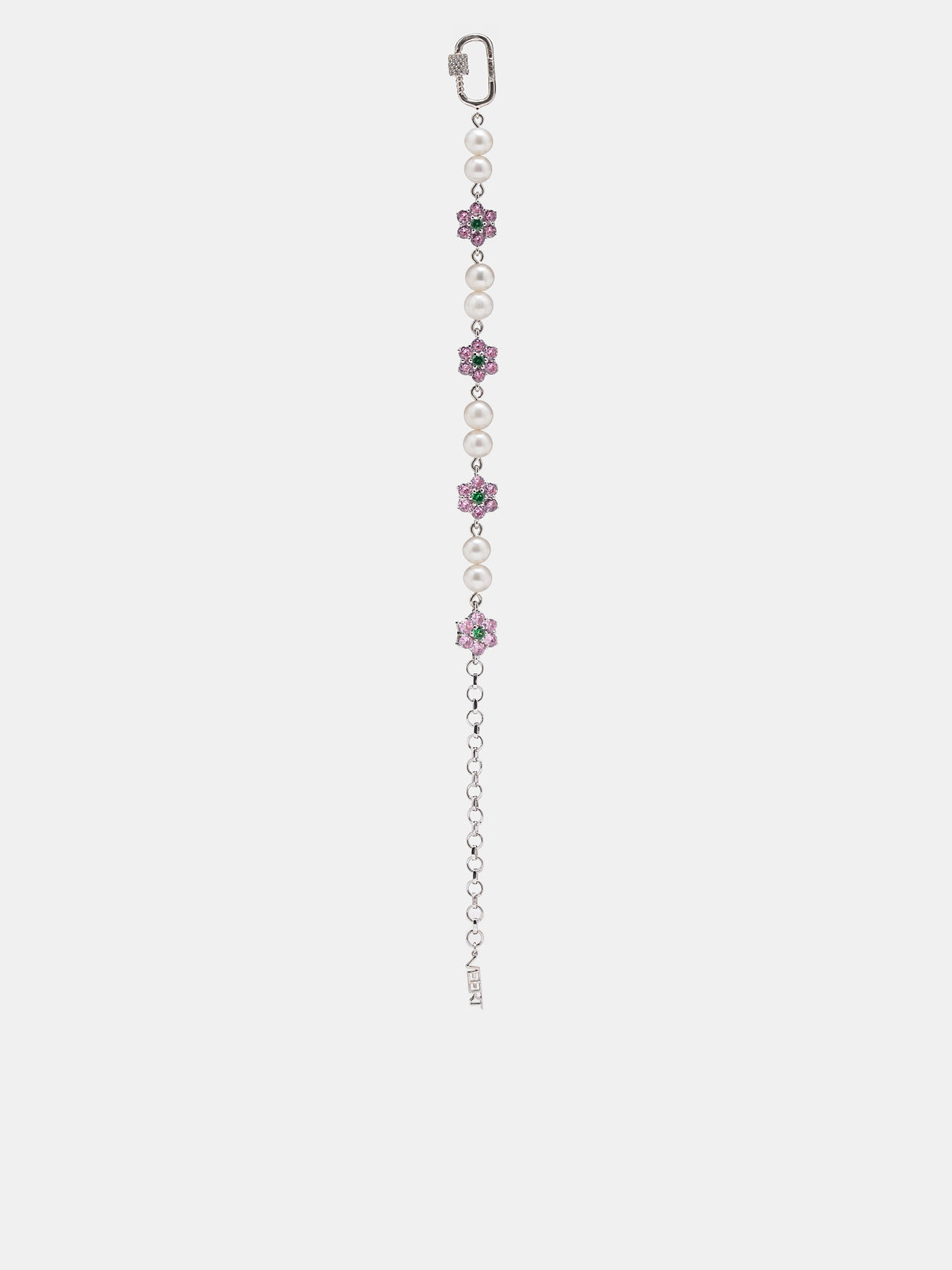 Macro Flower Pearl Bracelet (VJ-BL-011-PINK-WHITE-GOLD)