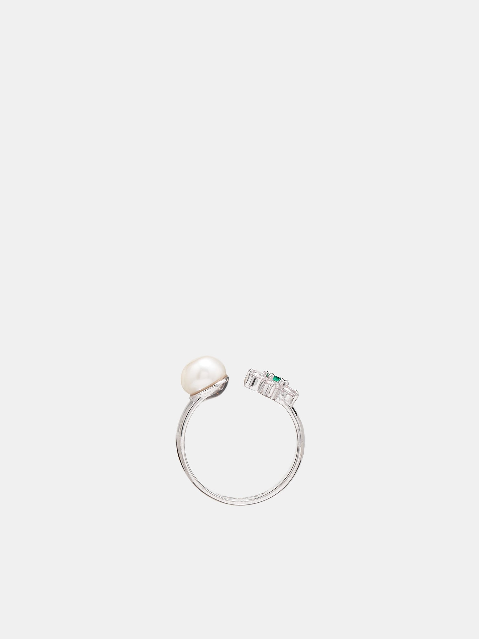 Flower & Pearl Ring (VJ-FR-013-WHITE-GOLD)