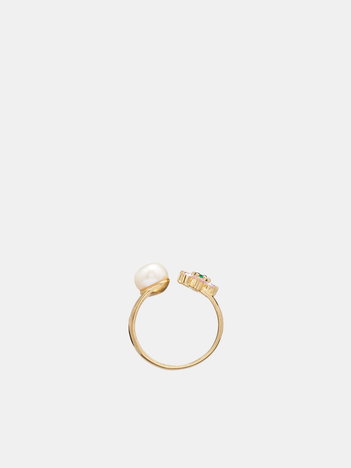 Flower & Pearl Ring (VJ-FR-013-YELLOW-GOLD)
