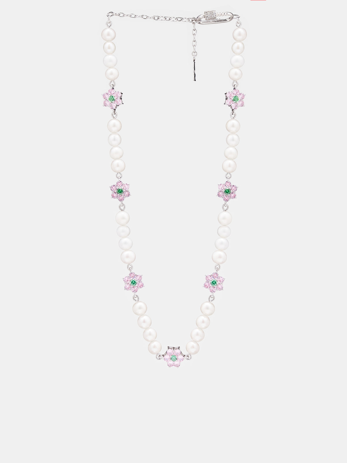 Flower & Pearl Necklace (VJ-NL-010-WHITE-GOLD)