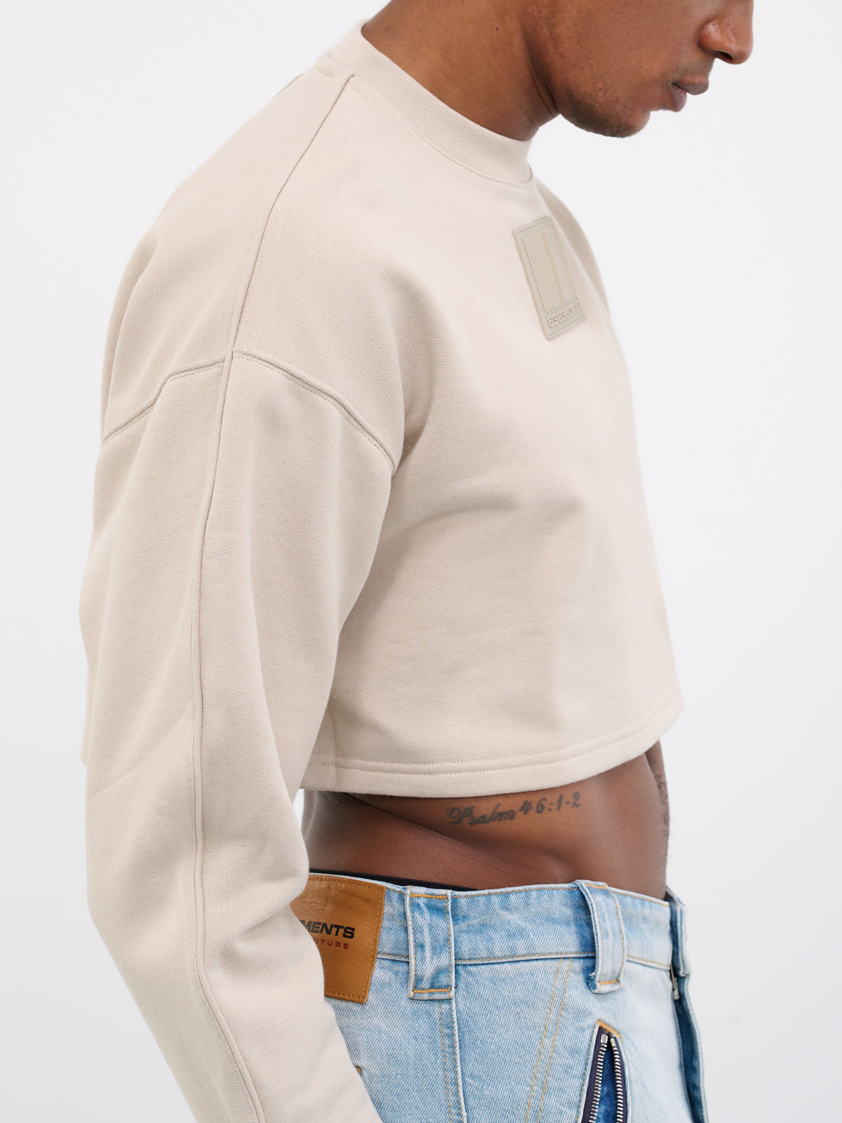 Cropped Barcode Sweater (VL16CW100G-BEIGE)