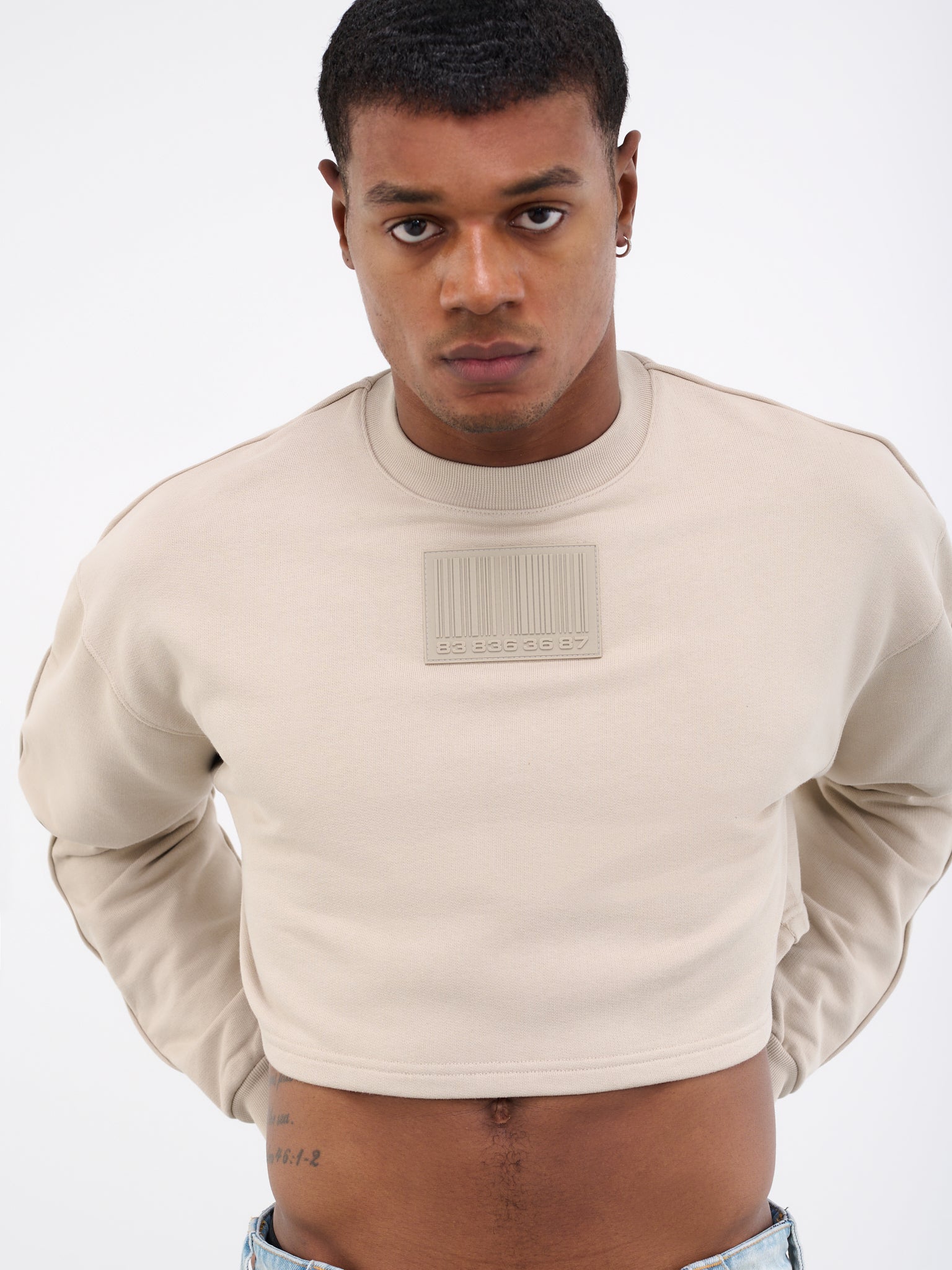 Cropped Barcode Sweater (VL16CW100G-BEIGE)
