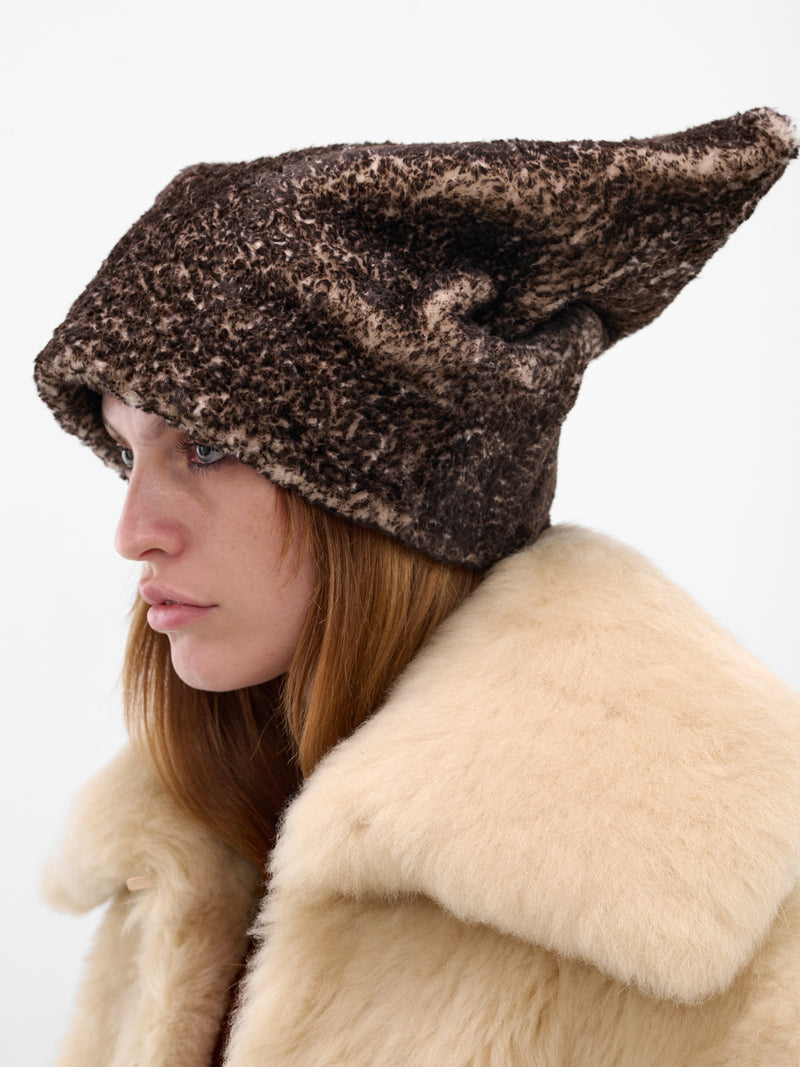 Gray Oversized Lamb Shearling Hat (VOXH0GRM-GREY-MARL)