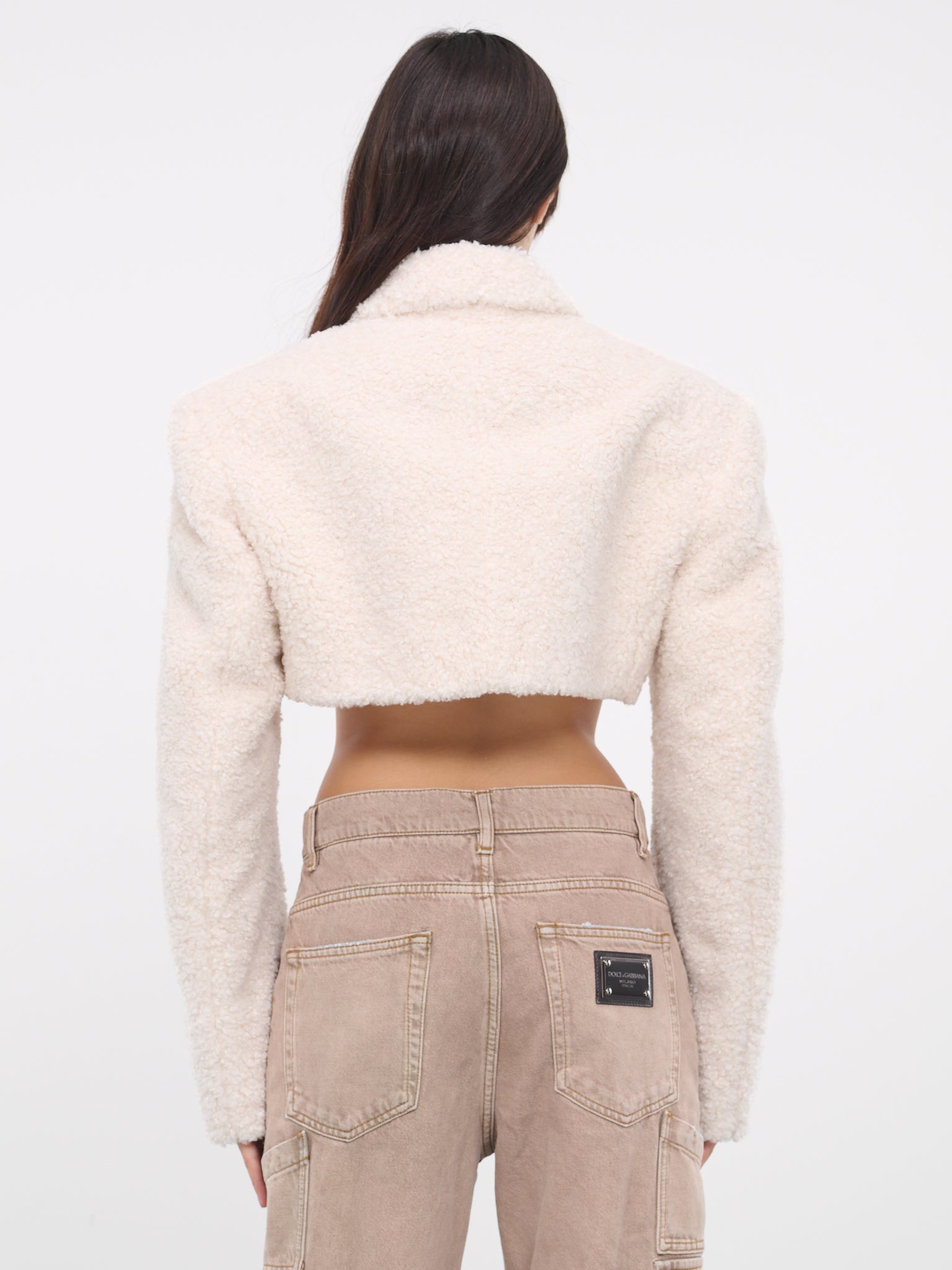 Fleece Cropped Blazer (VEWX15015A-NATURAL)