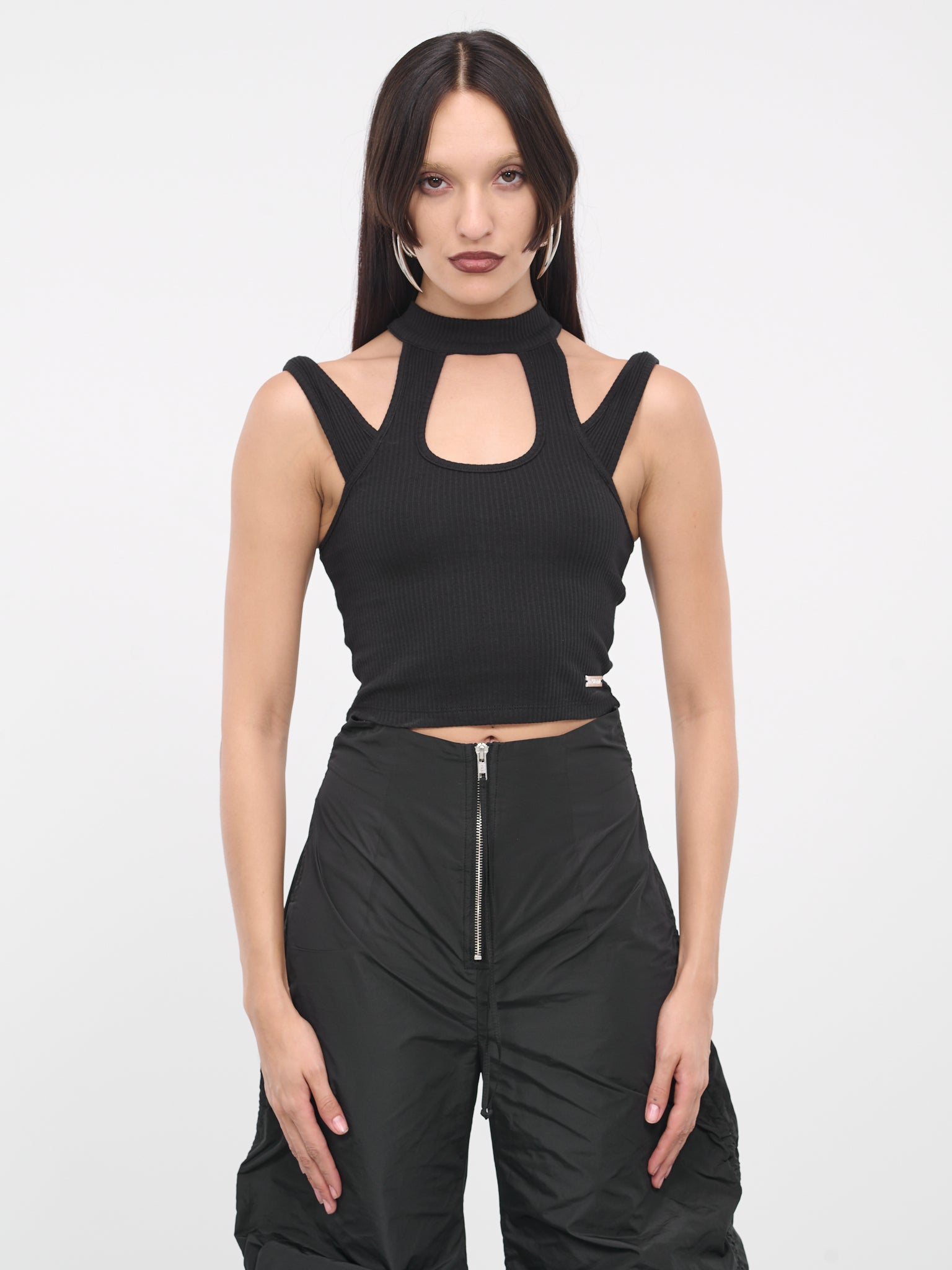 Ribbed Cut-Out Top (W-133193-BLACK)