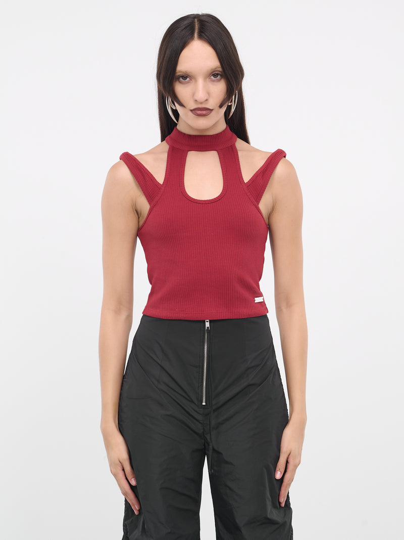 Ribbed Cut-Out Top (W-133193-BORDEAUX)