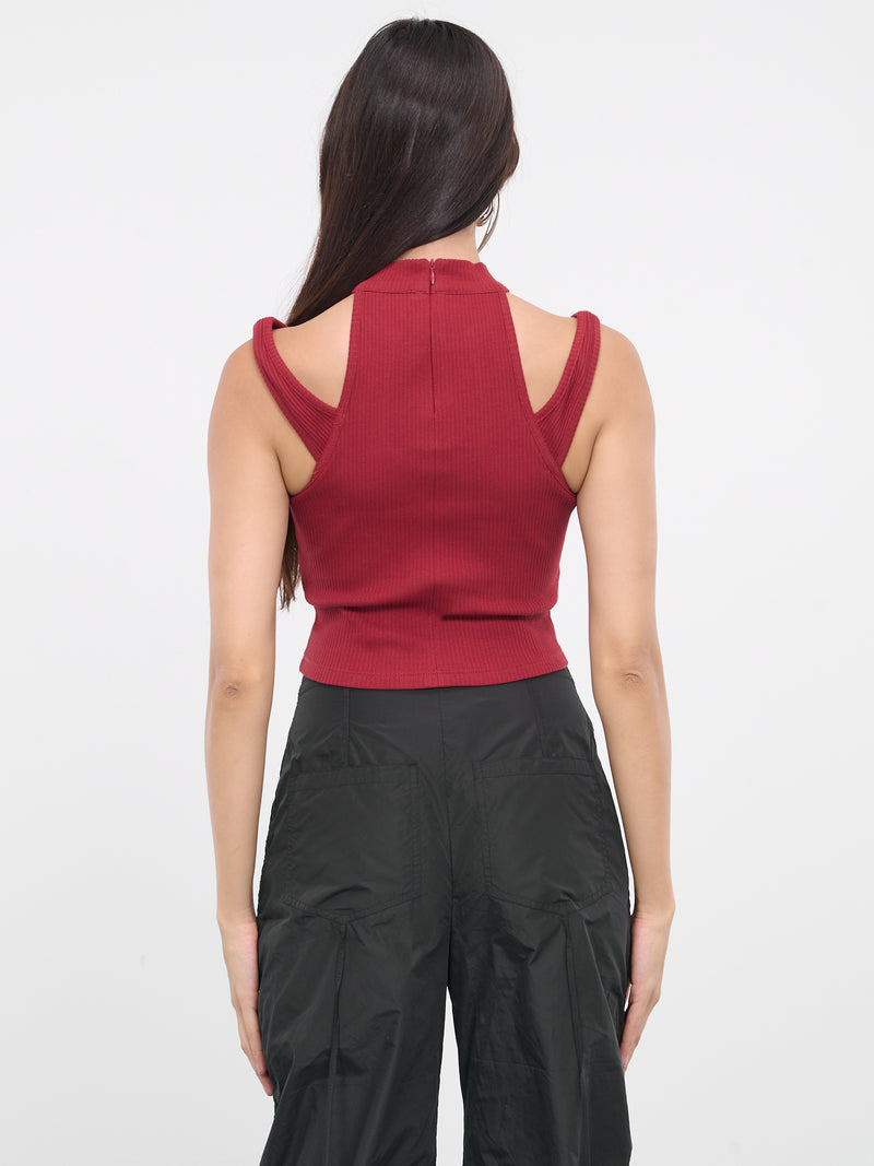 Ribbed Cut-Out Top (W-133193-BORDEAUX)