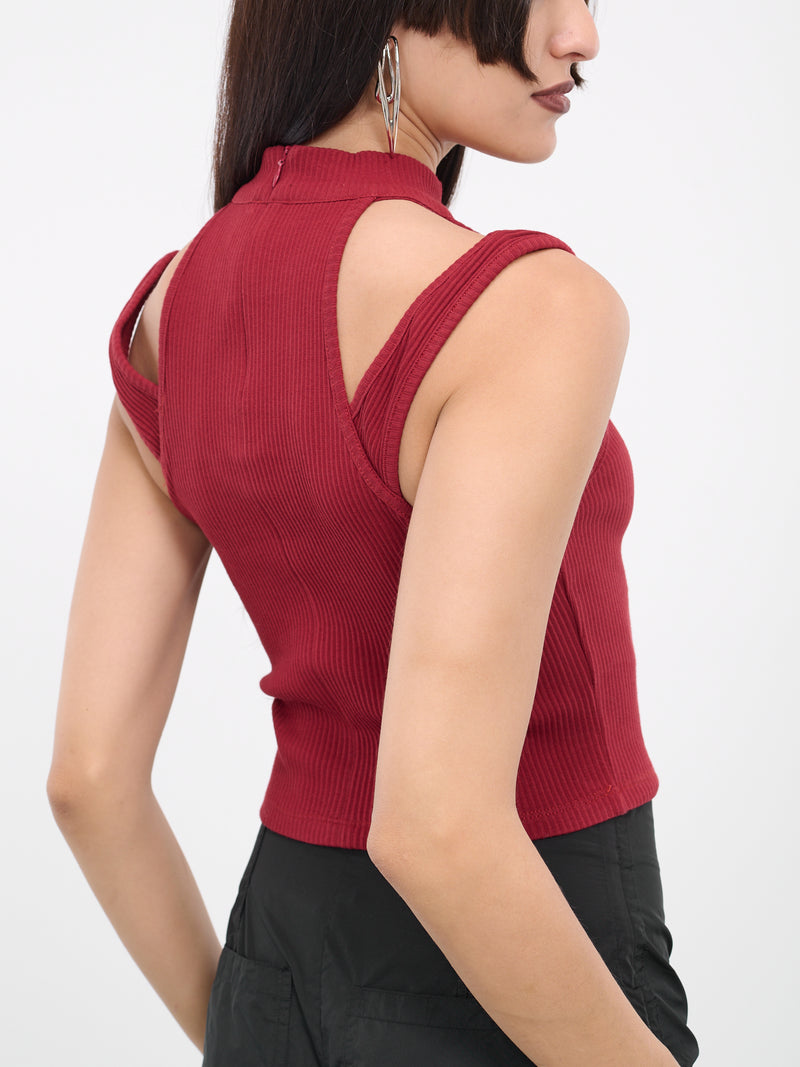 Ribbed Cut-Out Top (W-133193-BORDEAUX)