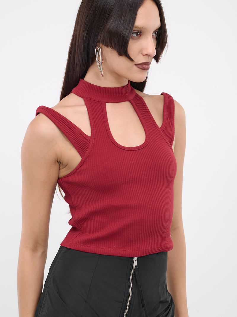 Ribbed Cut-Out Top (W-133193-BORDEAUX)