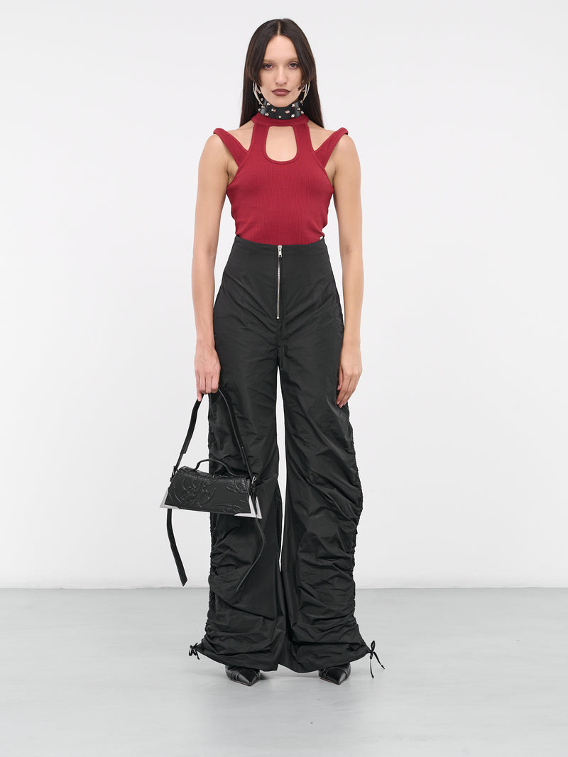 Ribbed Cut-Out Top (W-133193-BORDEAUX)