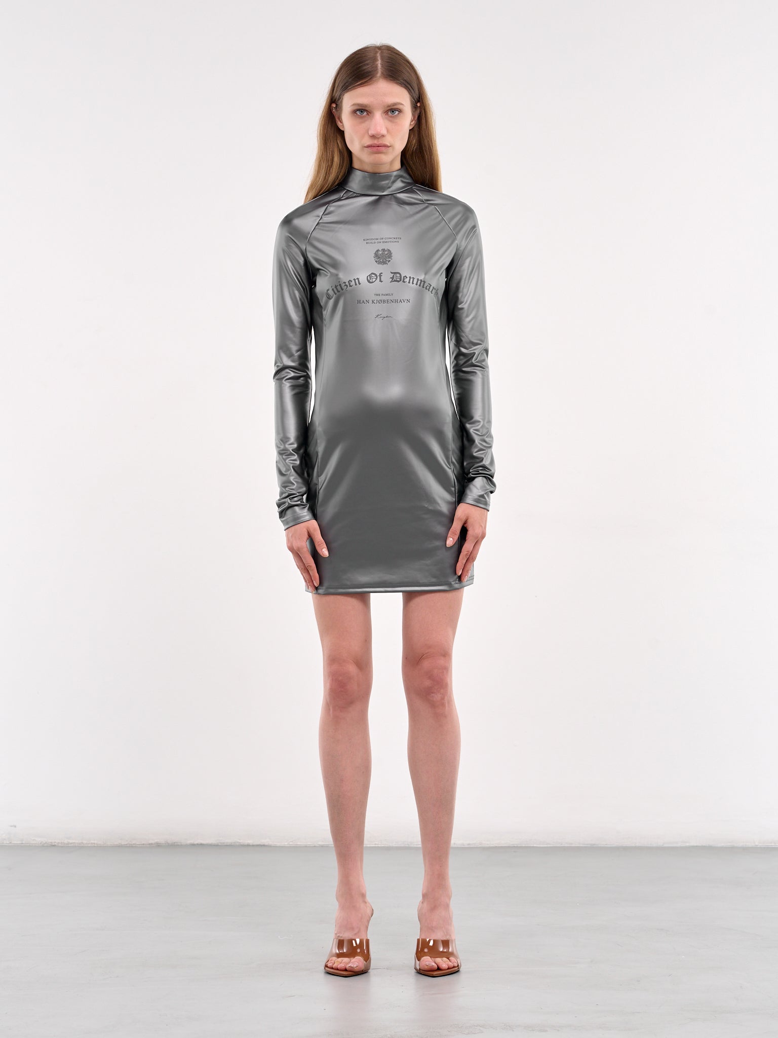 rubber mini dress Latex Rubber Mini Dress With Slightly Flared Skirt